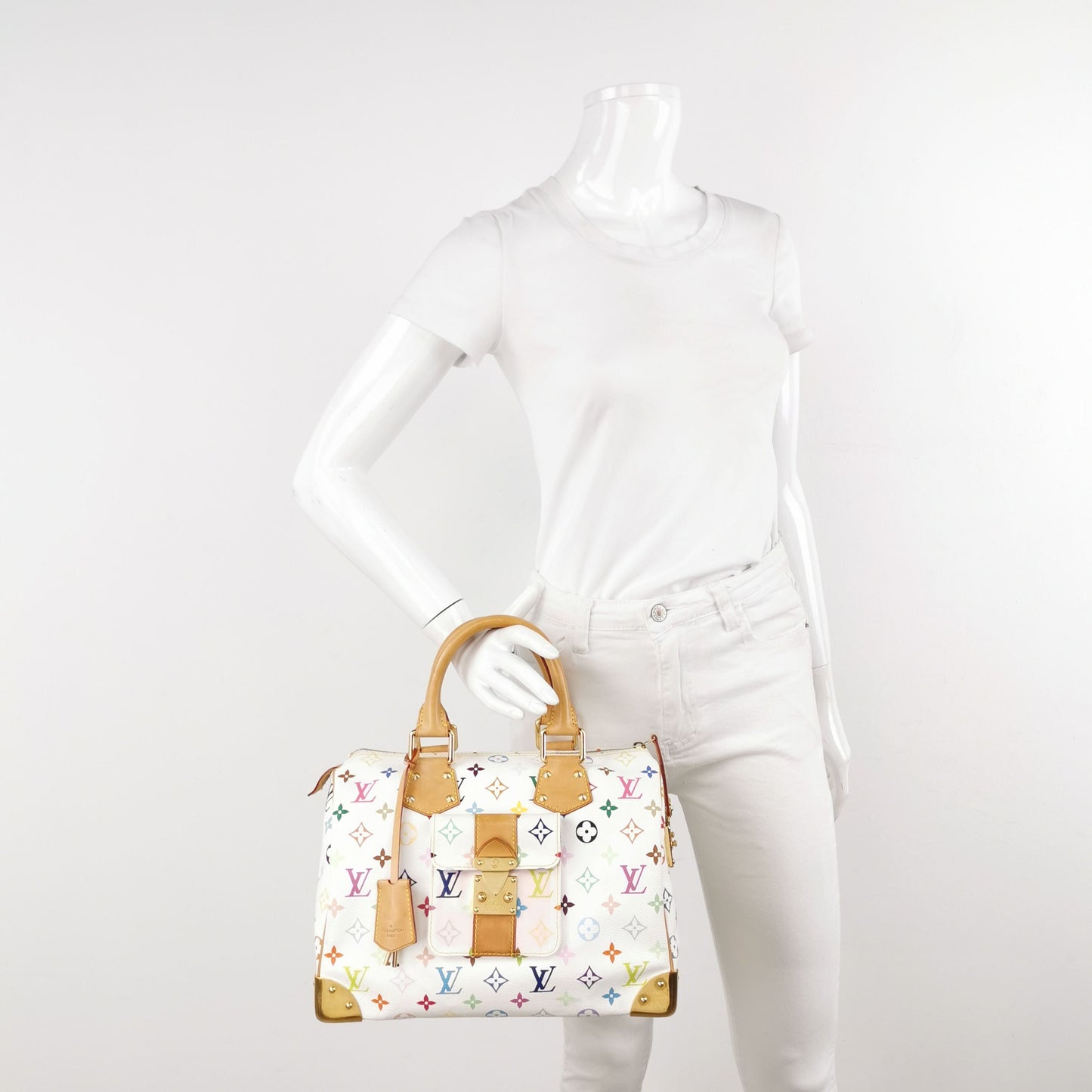 Preloved GLM-Speedy 30 White Multicolor Boston Bag 250528781211920