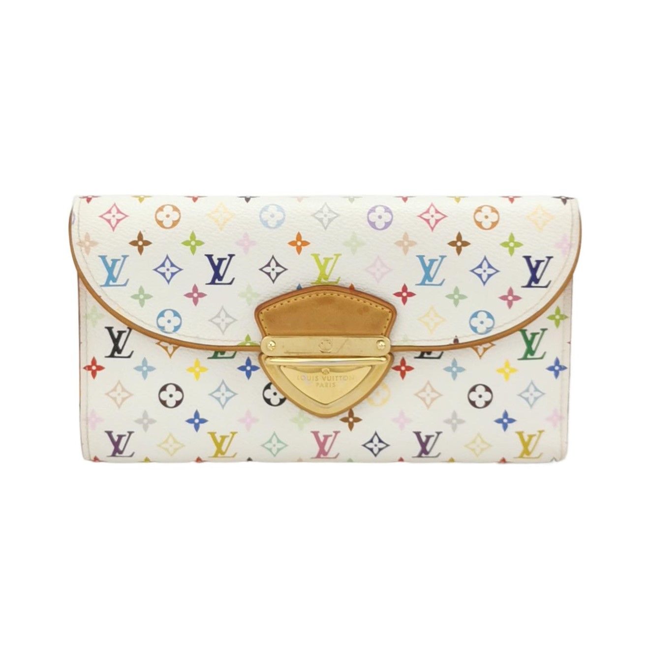 Preloved GLM-Eugenie White Multicolor Leather Clutch with Metal Buckle 250521781201382