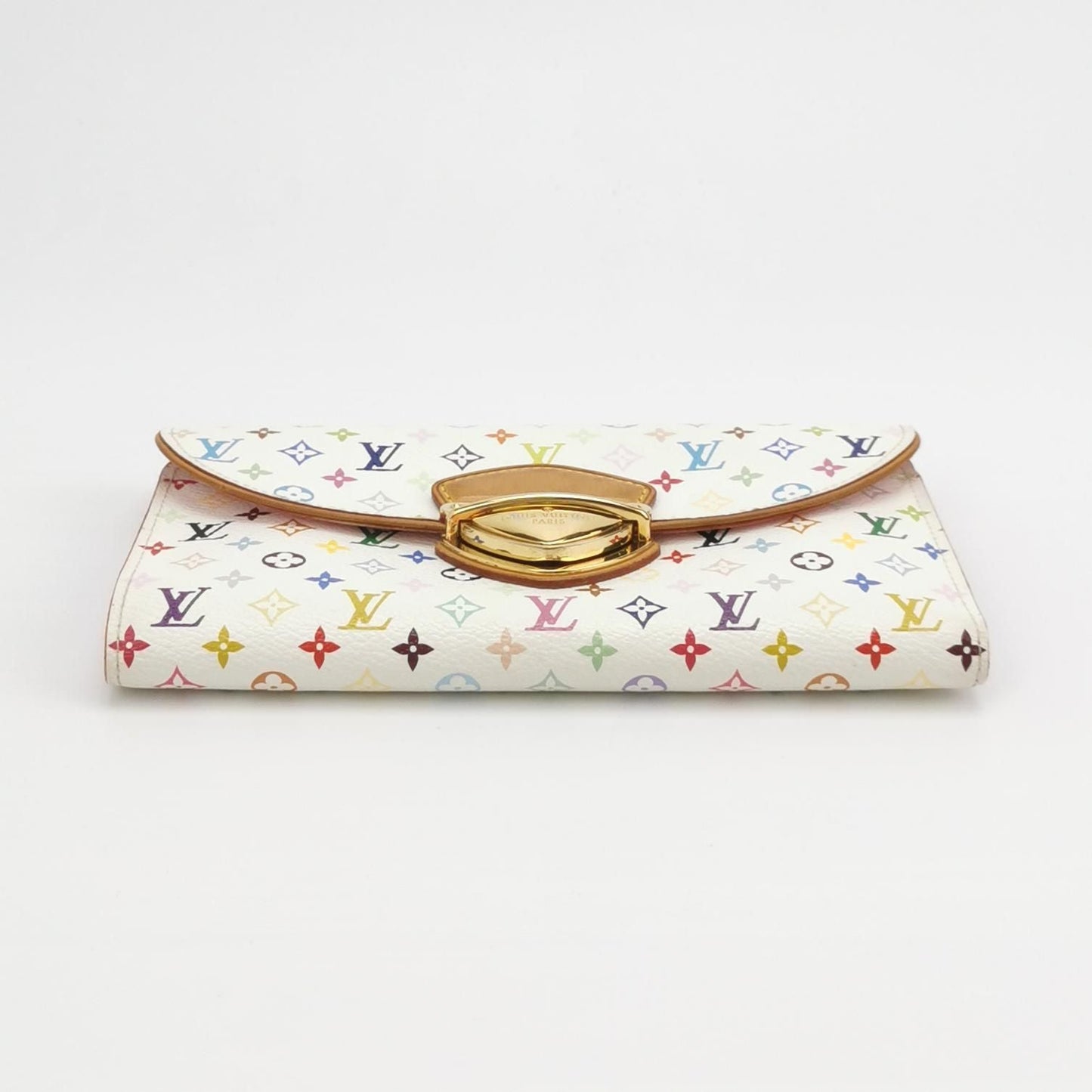 Preloved GLM-Eugenie White Multicolor Leather Clutch with Metal Buckle 250521781201382