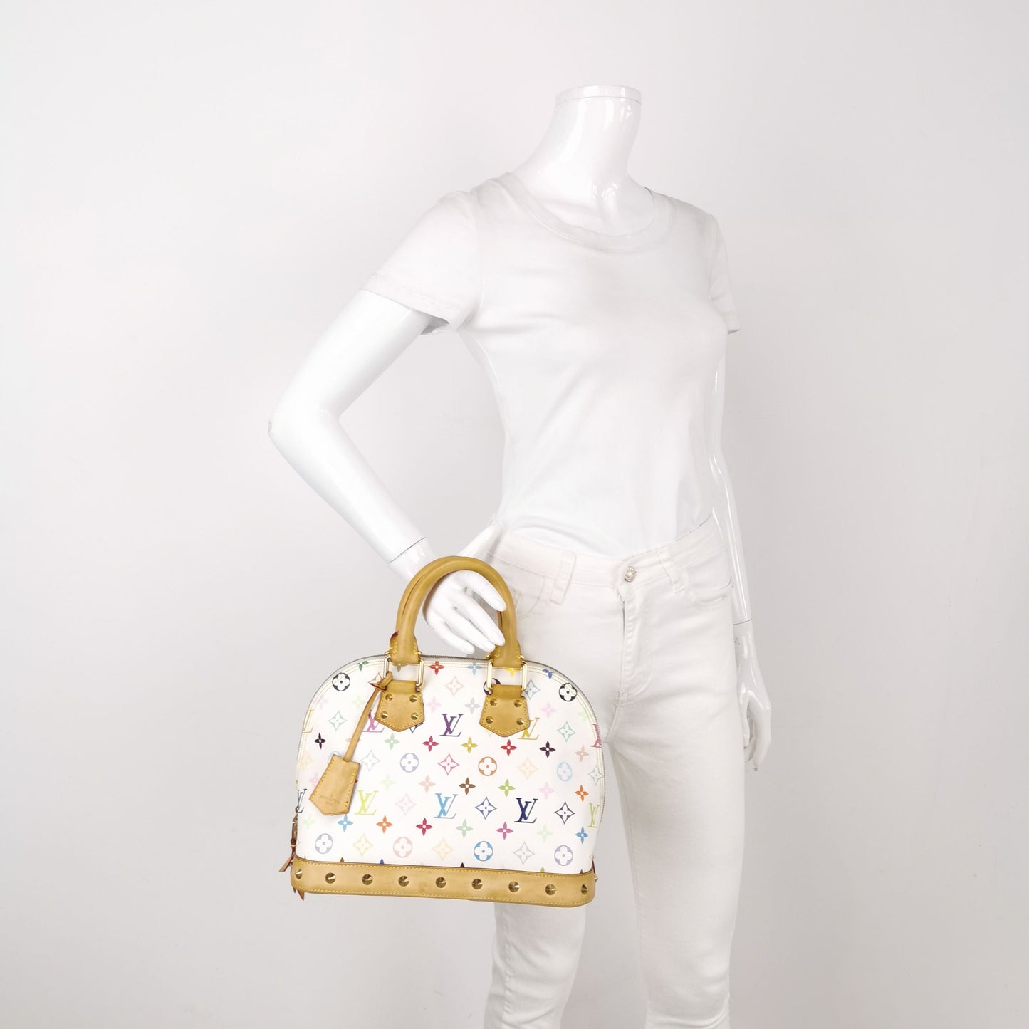 Preloved GLM-Alma Small White Multicolor Shell Bag Handbag 250422781159608