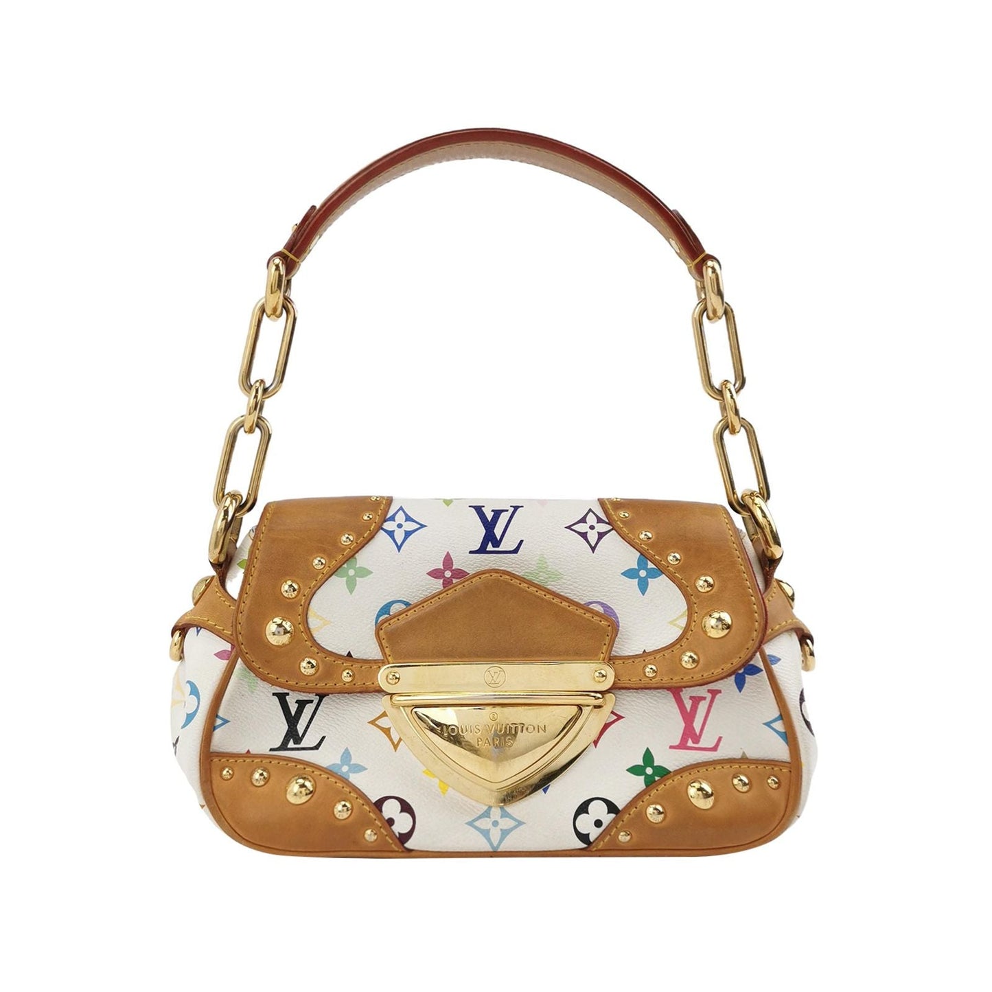 Preloved GLM-Marilyn White Multicolor Flap Bag Shoulder Bag Handbag 067850600088