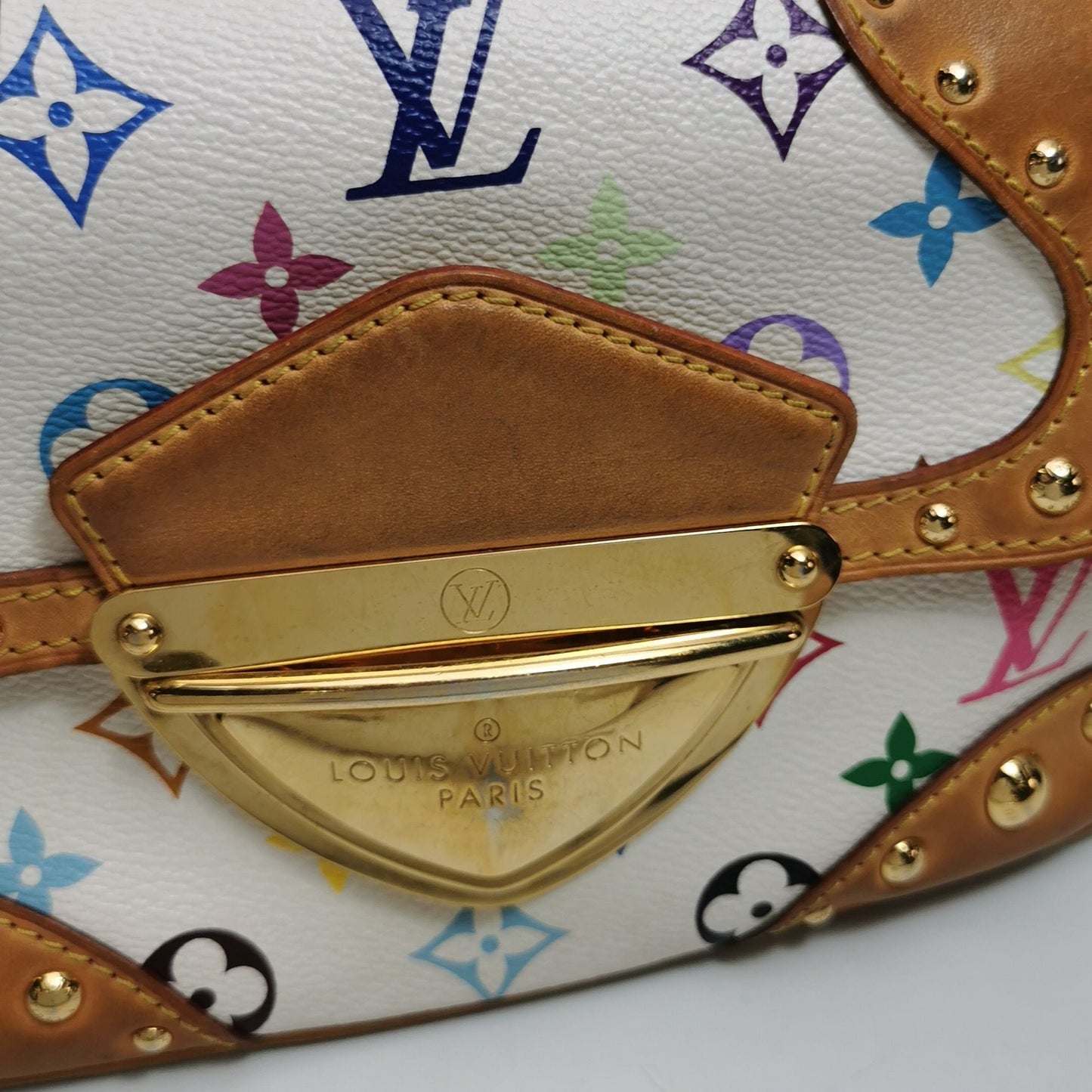 Preloved GLM-Marilyn White Multicolor Flap Bag Shoulder Bag Handbag 067850600088