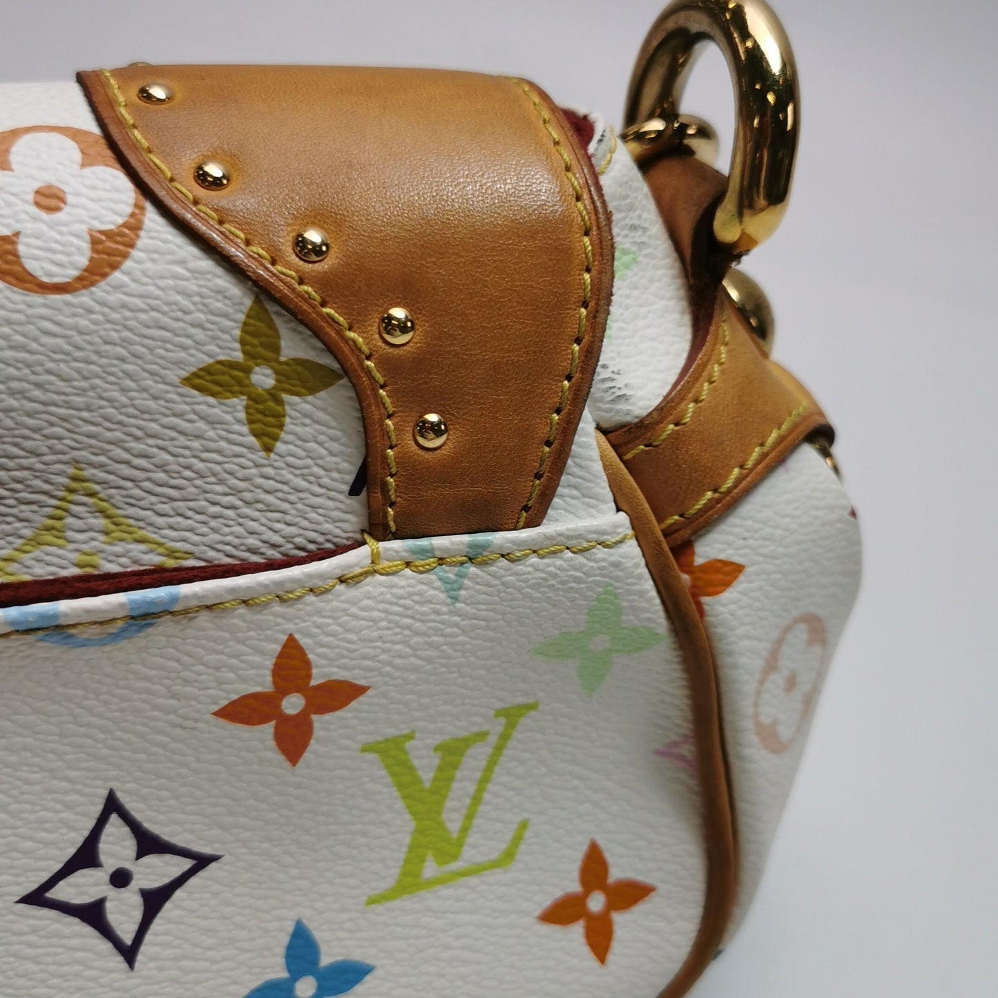 Preloved GLM-Marilyn White Multicolor Flap Bag Shoulder Bag Handbag 067850600088