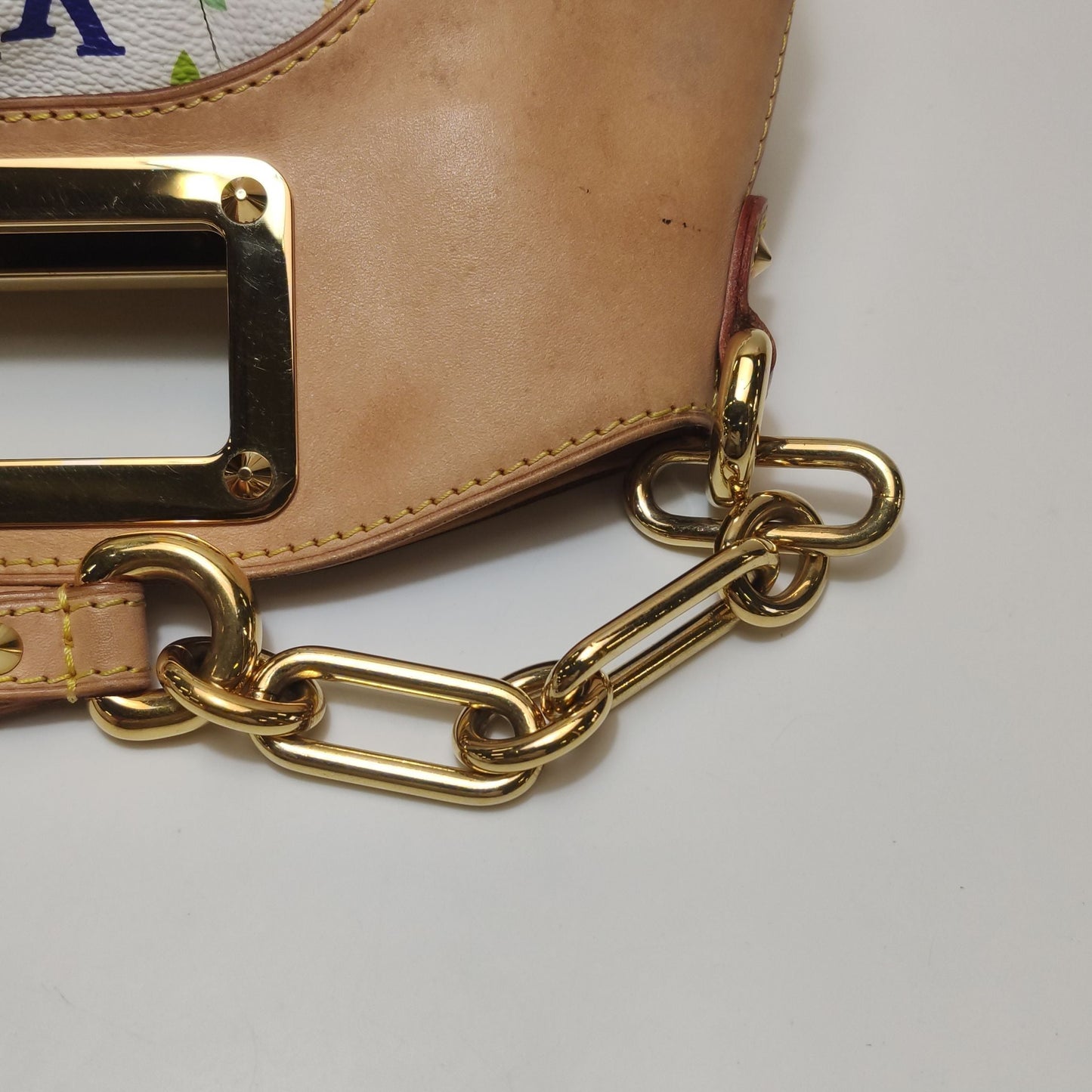 Preloved GLM-Judy Small White Multicolor Leather Shoulder Bag 250522781203290