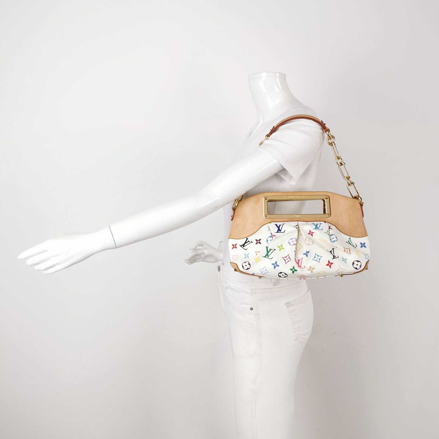 Preloved GLM-Judy Small White Multicolor Leather Shoulder Bag 250522781203290