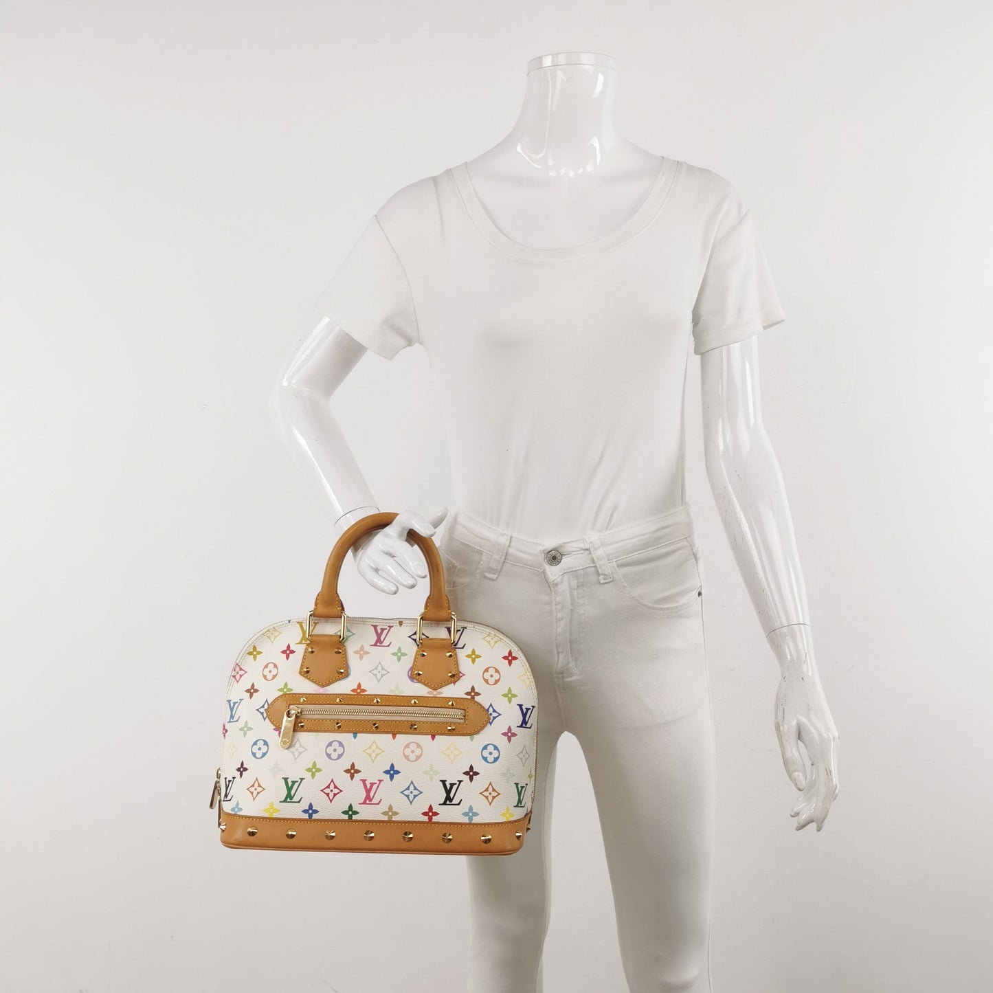 Preloved GLM-Alma Small White Multicolor Handbag 250614781237248