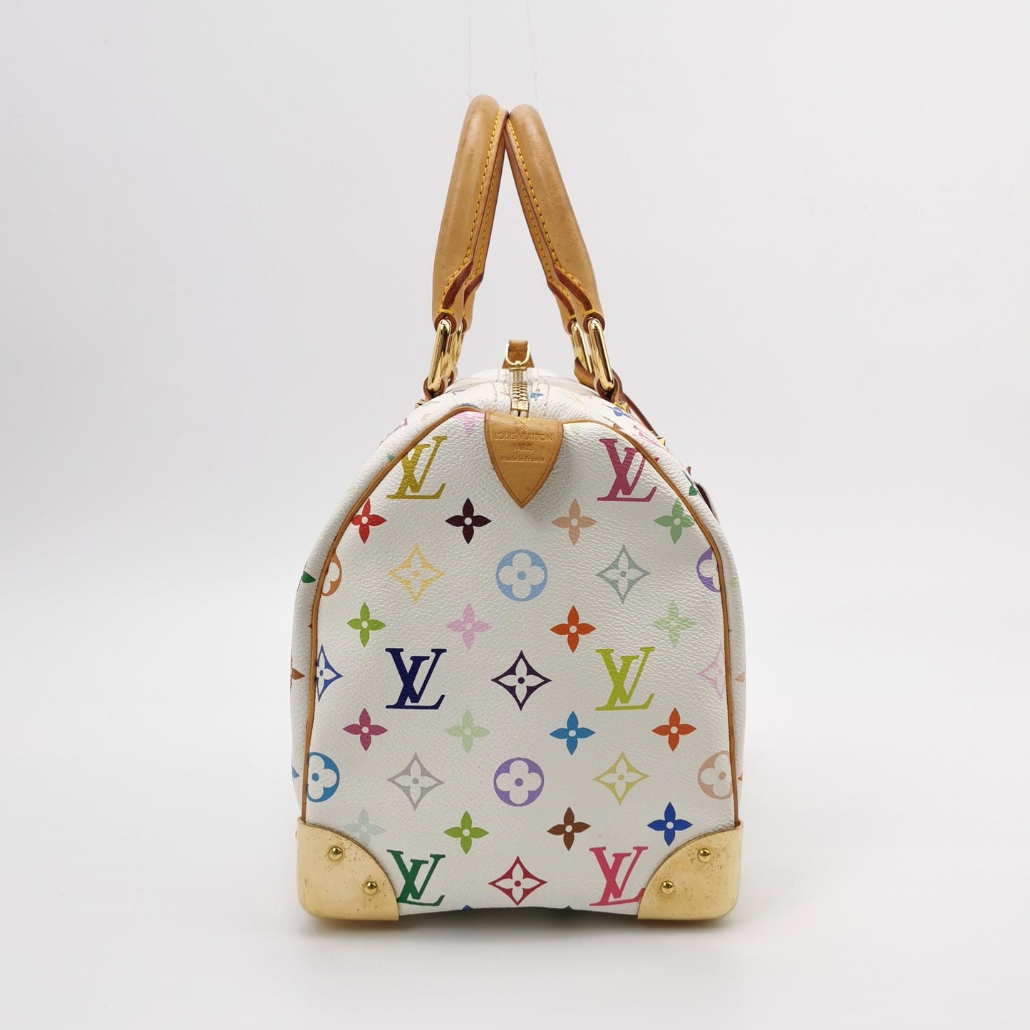 Preloved GLM-Speedy 30 Bag in White Multicolor with Metal Lock 250608781228724