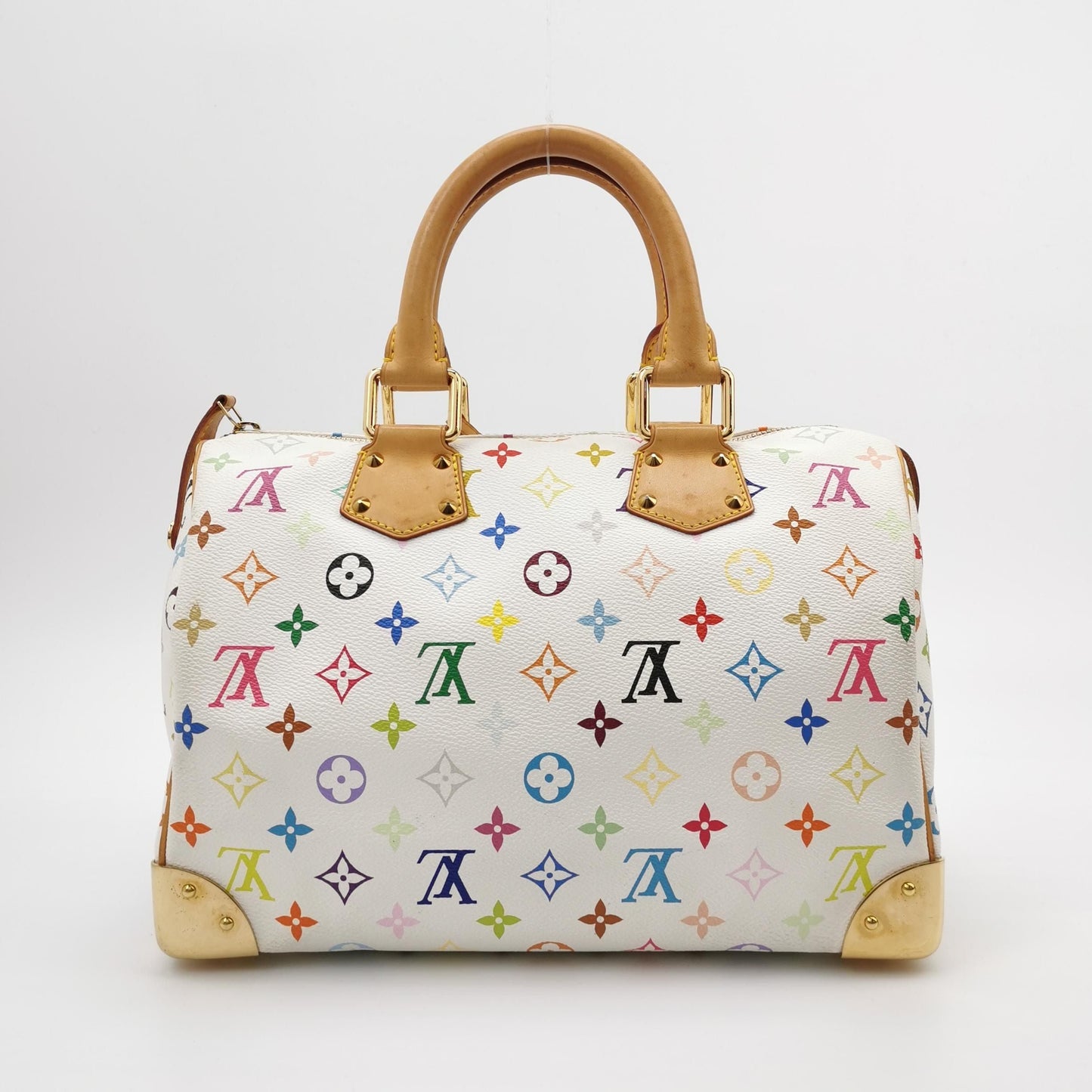 Preloved GLM-Speedy 30 Bag in White Multicolor with Metal Lock 250608781228724