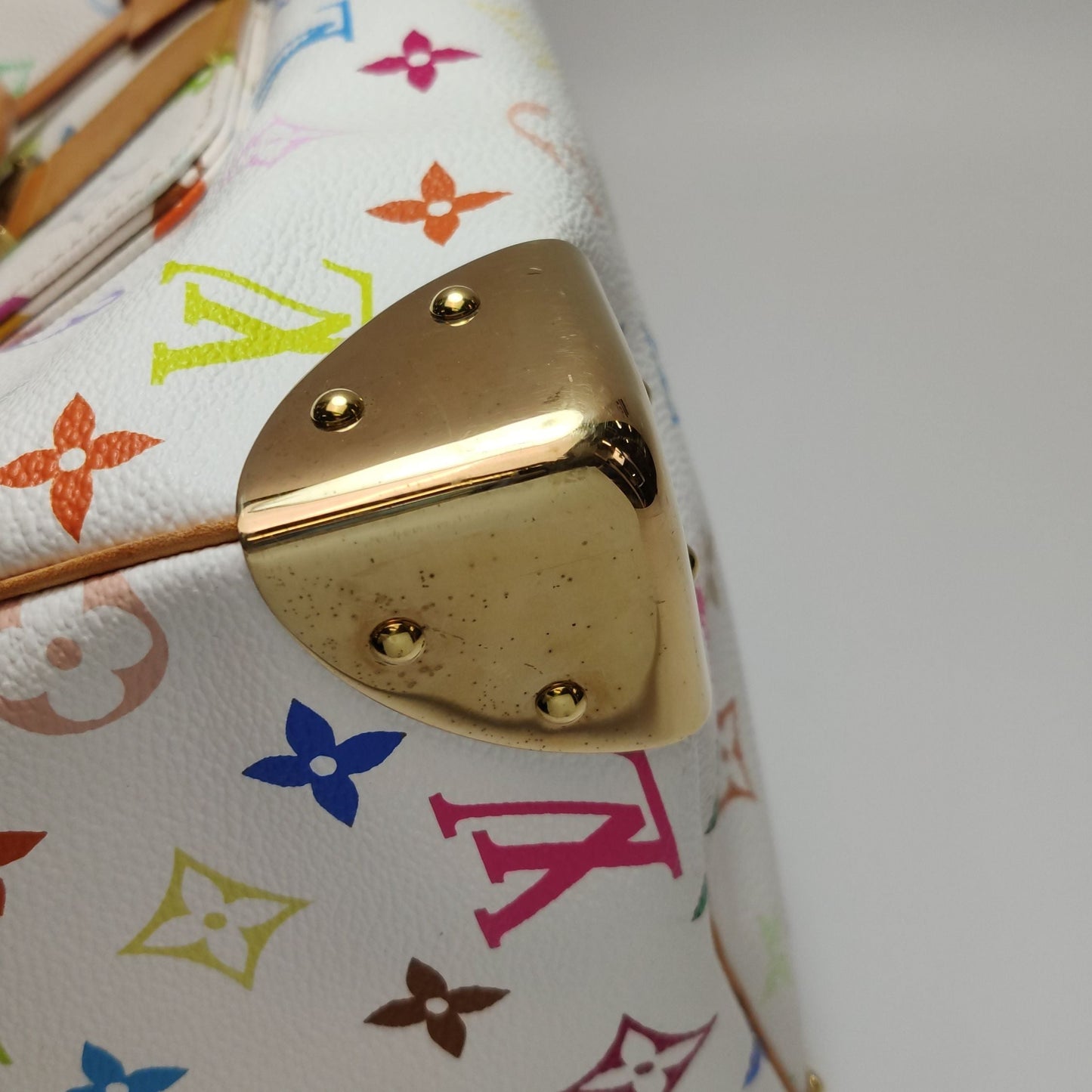 Preloved GLM-Speedy 30 Bag in White Multicolor with Metal Lock 250608781228724