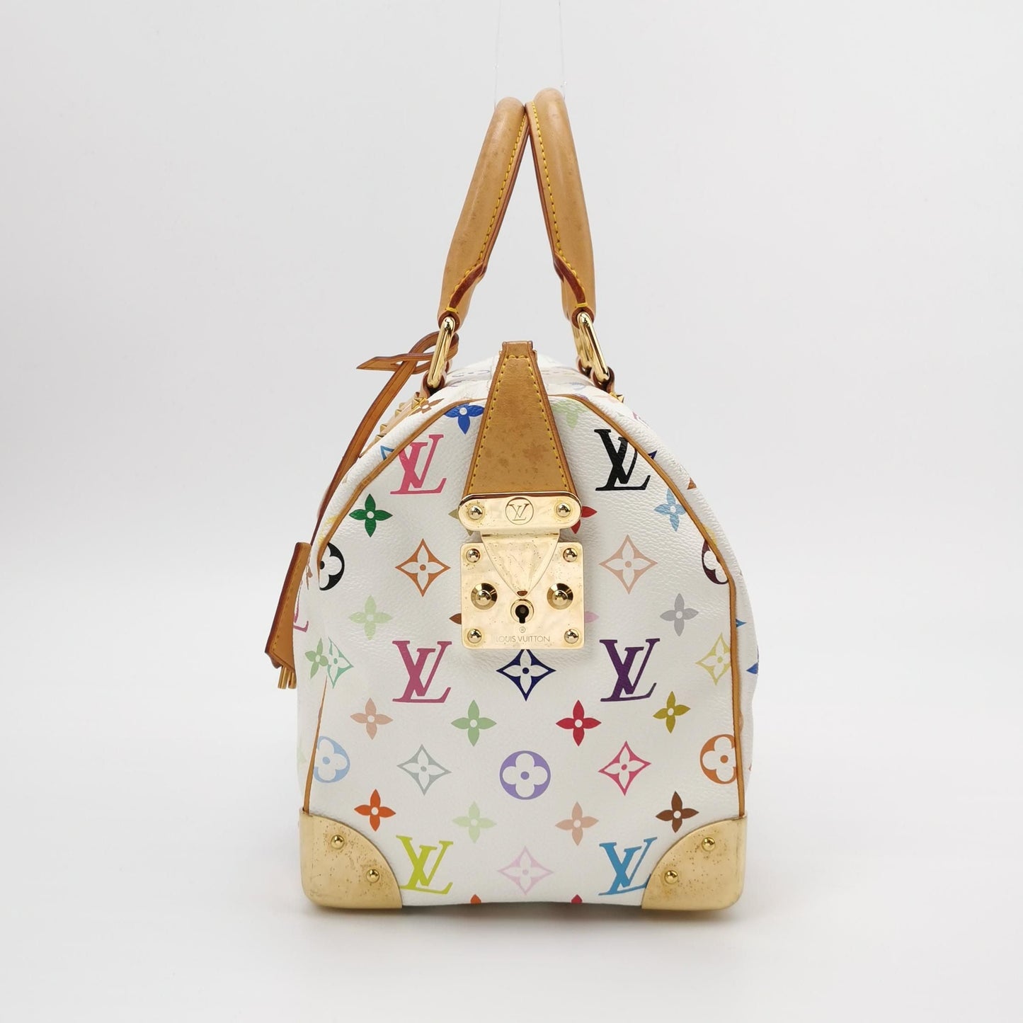 Preloved GLM-Speedy 30 Bag in White Multicolor with Metal Lock 250608781228724