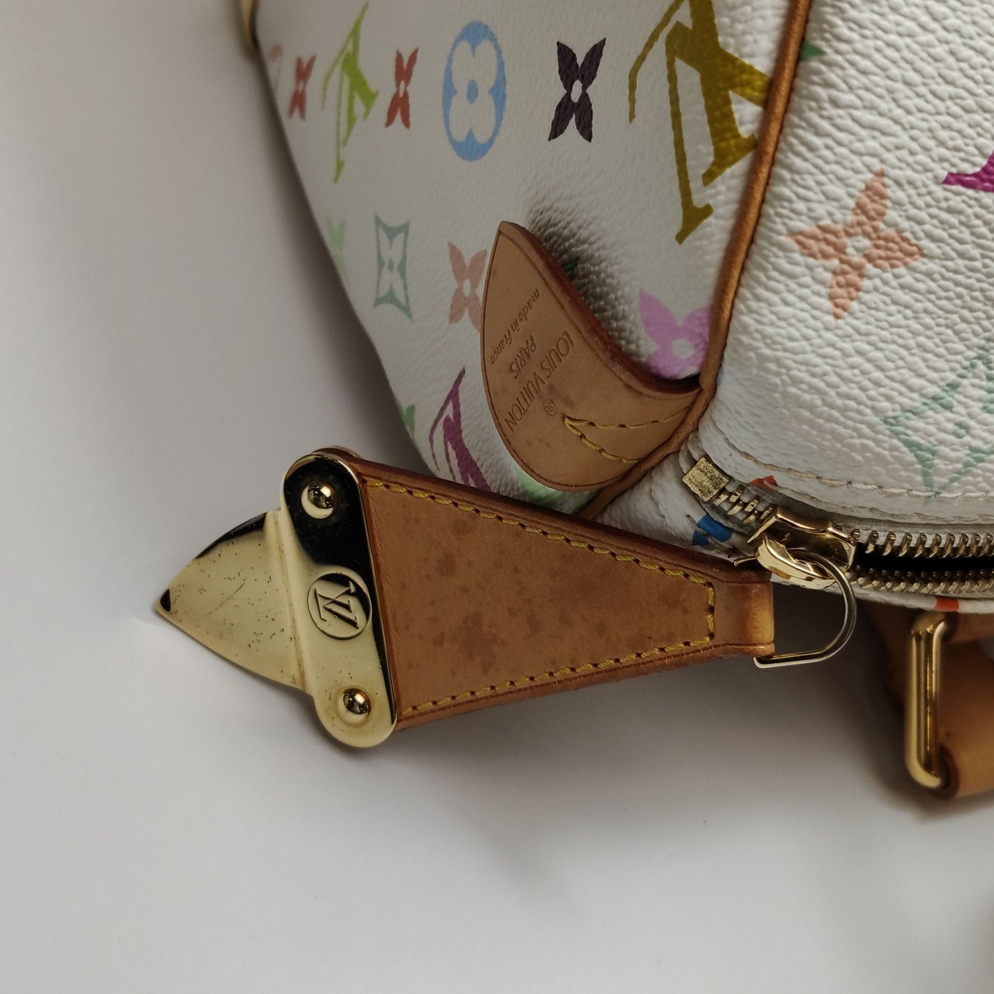 Preloved GLM-Speedy 30 Bag in White Multicolor with Metal Lock 250608781228724