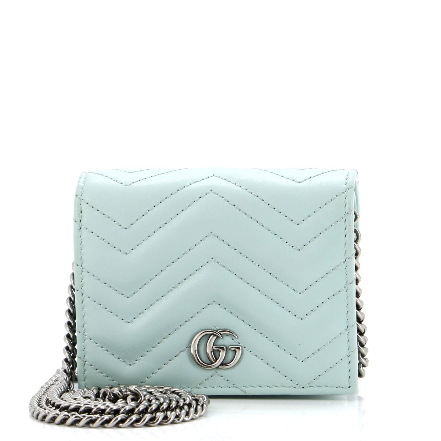 GG Marmont Card Case on Chain Matelasse Leather