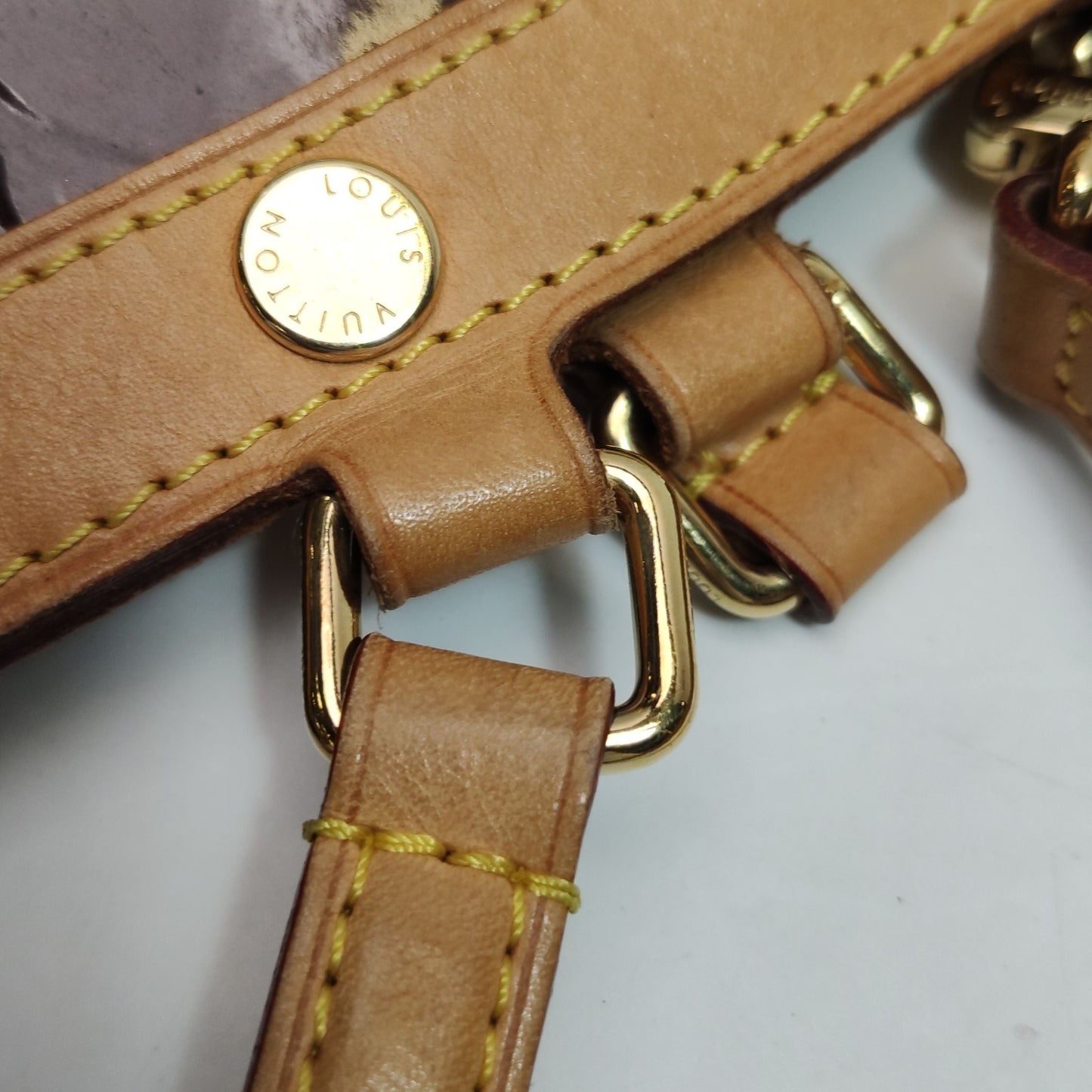 Preloved GLM-Brea Doctor Bag Medium Vegetable Tanned Leather Patent Leather Embossed Studded Crossbody Shoulder Bag 250702781261621