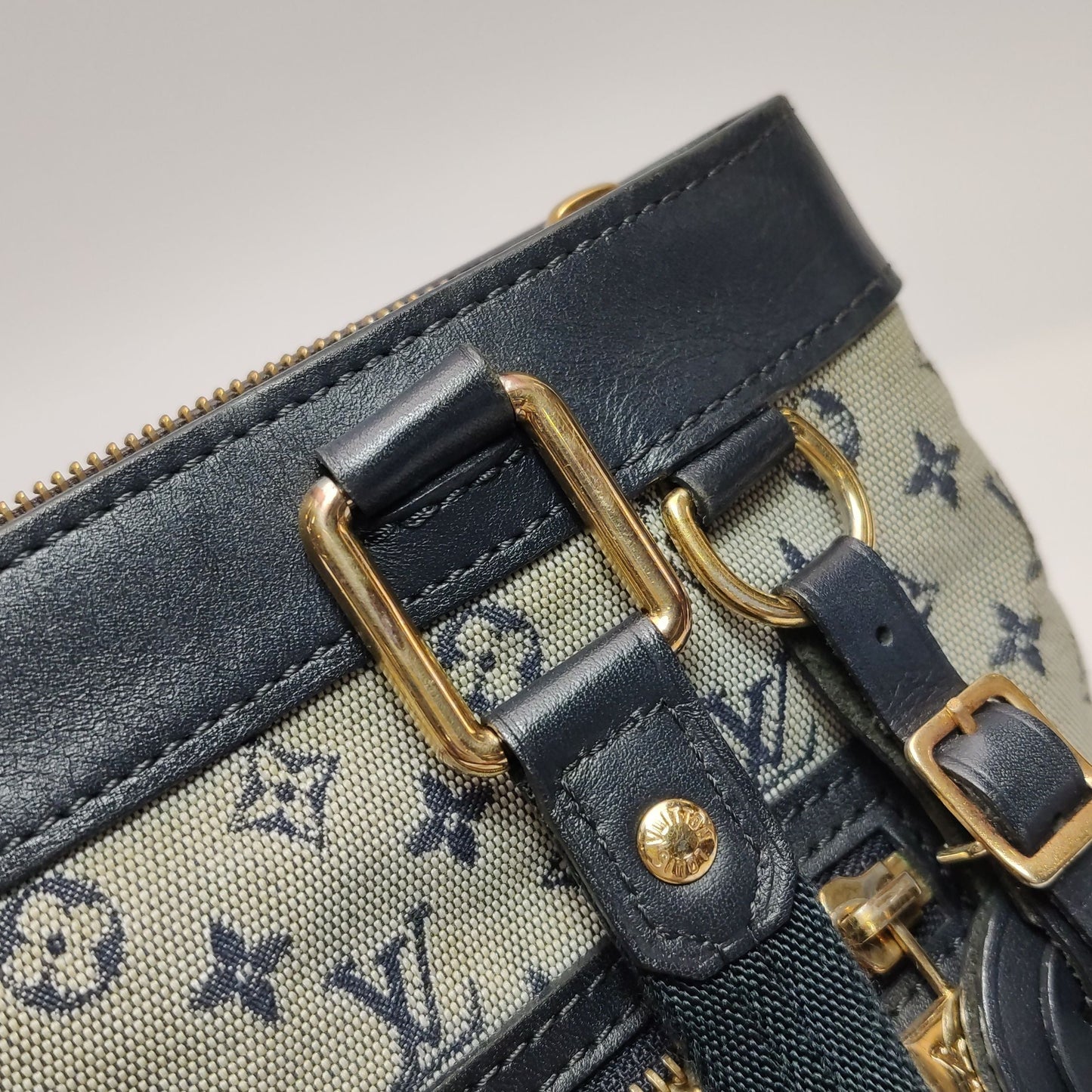 Preloved GLM-Lucille Canvas Monogram Tote Bag with Front Zip Pocket 250628781255766