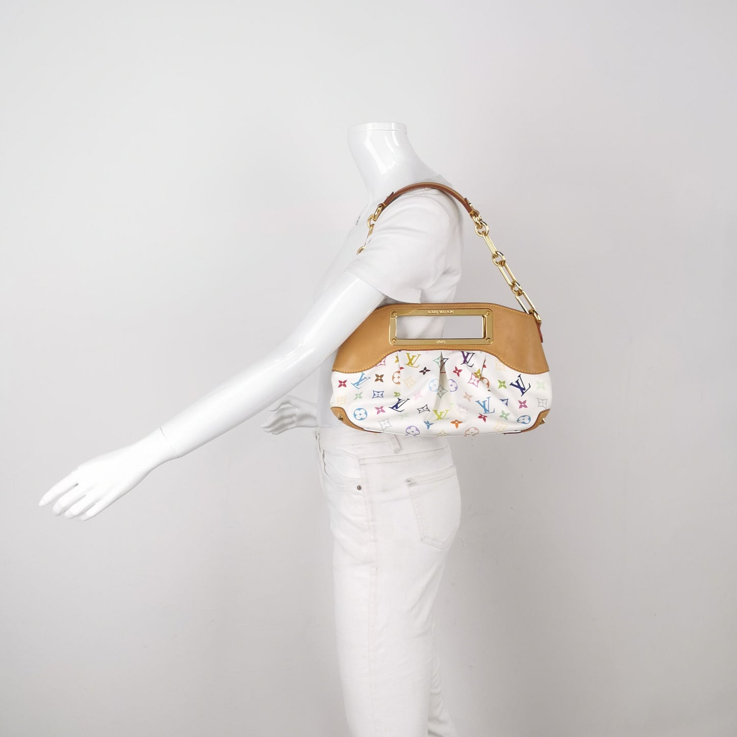 Preloved GLM-Judy Small White Multicolor Leather Shoulder Bag 250623781249831