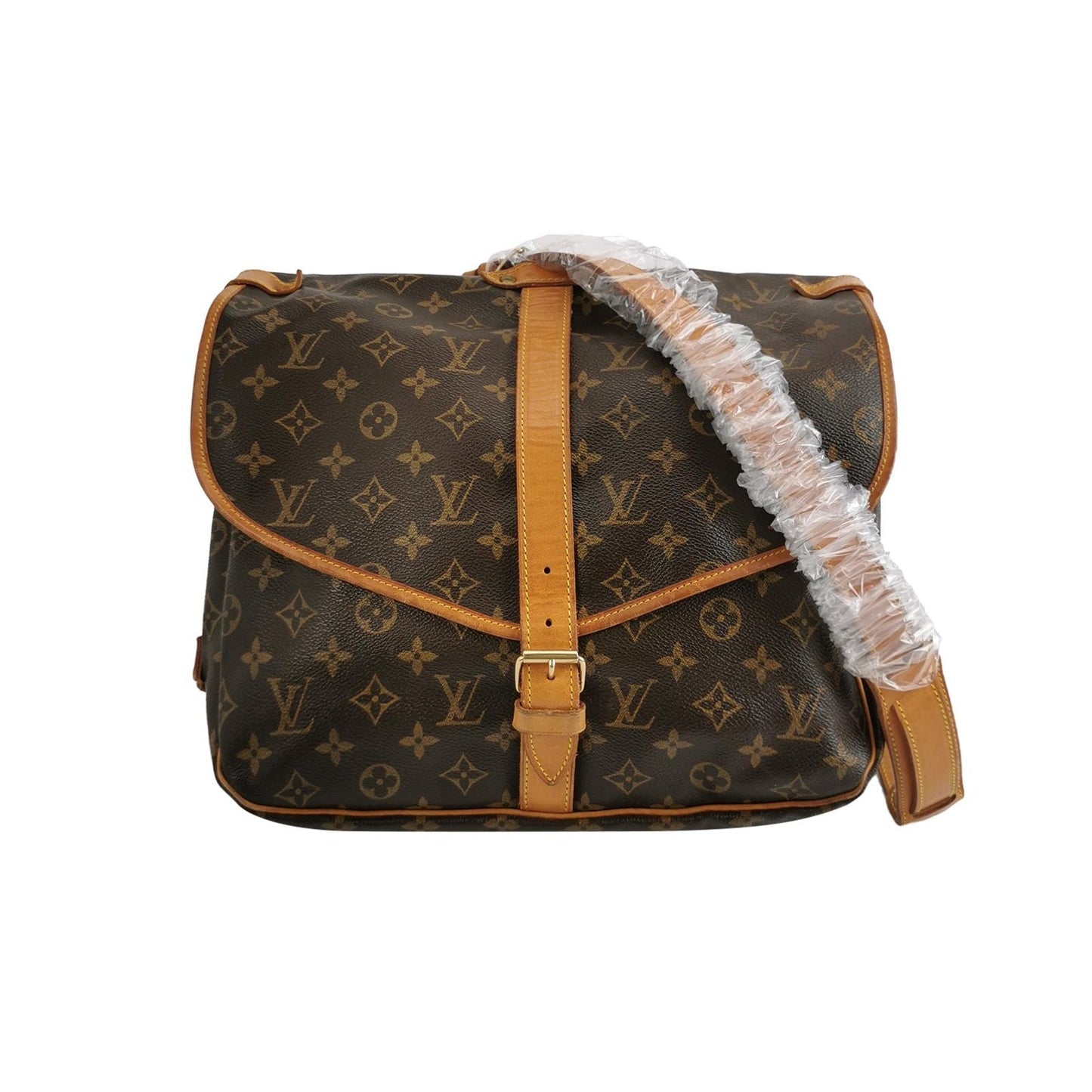 Preloved GLM-Saumur Twin Star Medium Tanned Leather Monogram Print Buckle  Crossbody Shoulder Bag 250622781248395