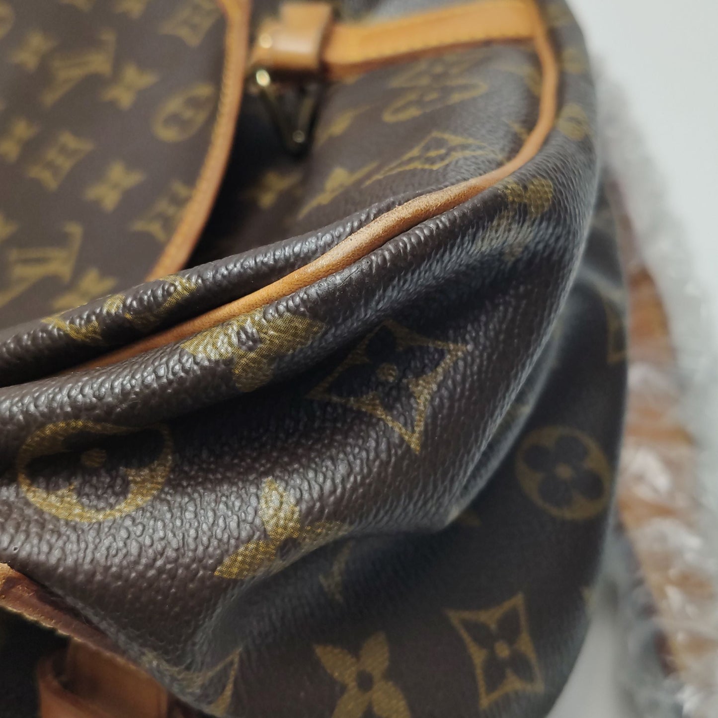 Preloved GLM-Saumur Twin Star Medium Tanned Leather Monogram Print Buckle  Crossbody Shoulder Bag 250622781248395
