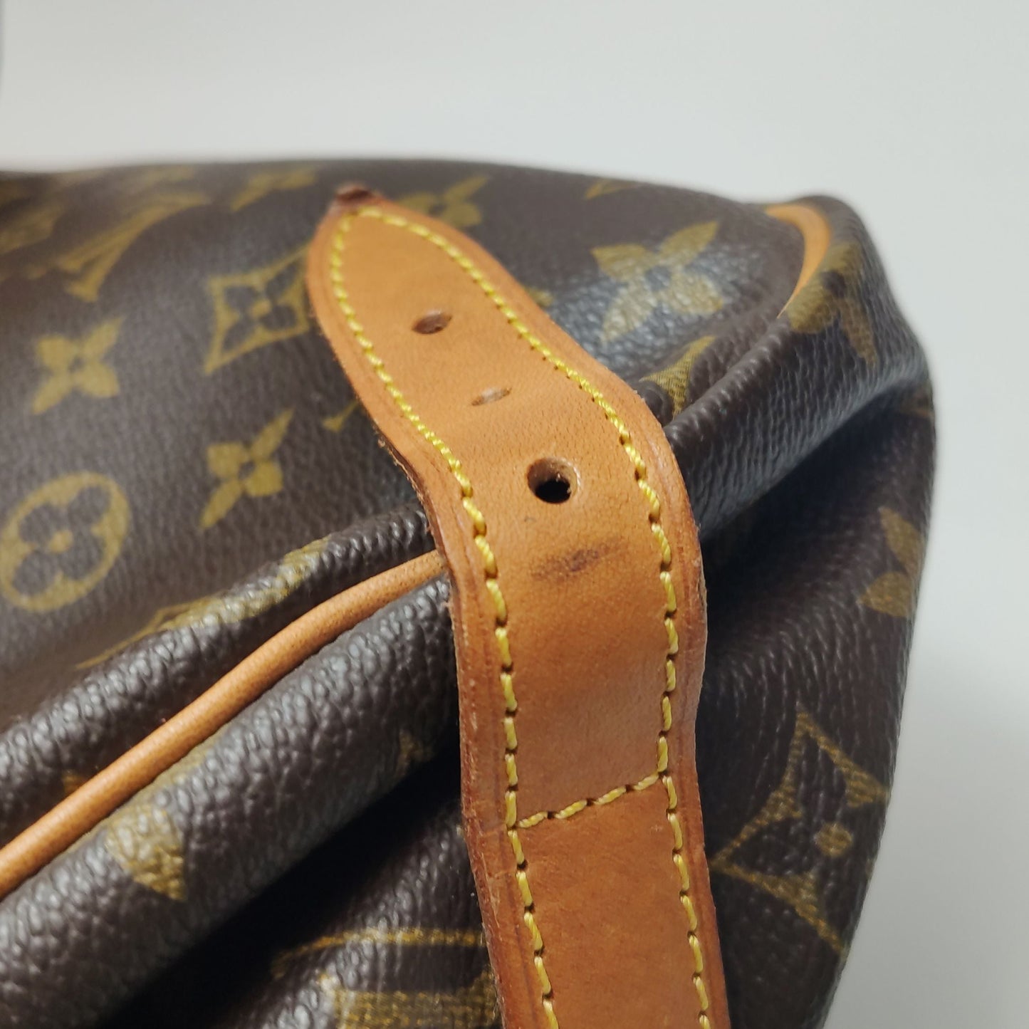 Preloved GLM-Saumur Twin Star Medium Tanned Leather Monogram Print Buckle  Crossbody Shoulder Bag 250622781248395