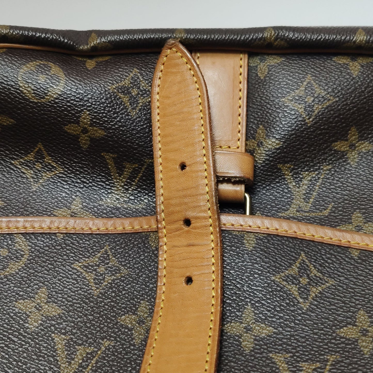 Preloved GLM-Saumur Twin Star Medium Tanned Leather Monogram Print Buckle  Crossbody Shoulder Bag 250622781248395