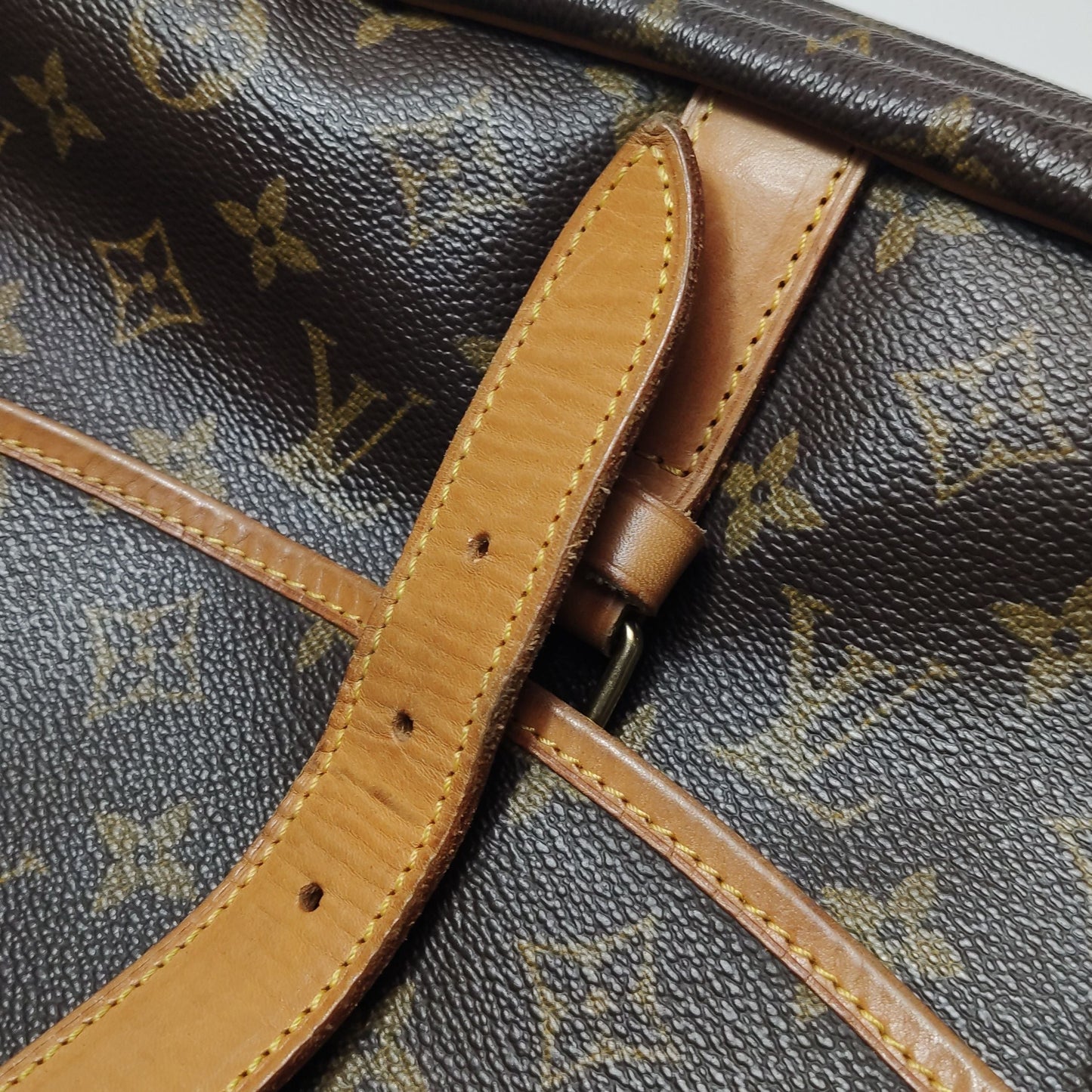 Preloved GLM-Saumur Twin Star Medium Tanned Leather Monogram Print Buckle  Crossbody Shoulder Bag 250622781248395