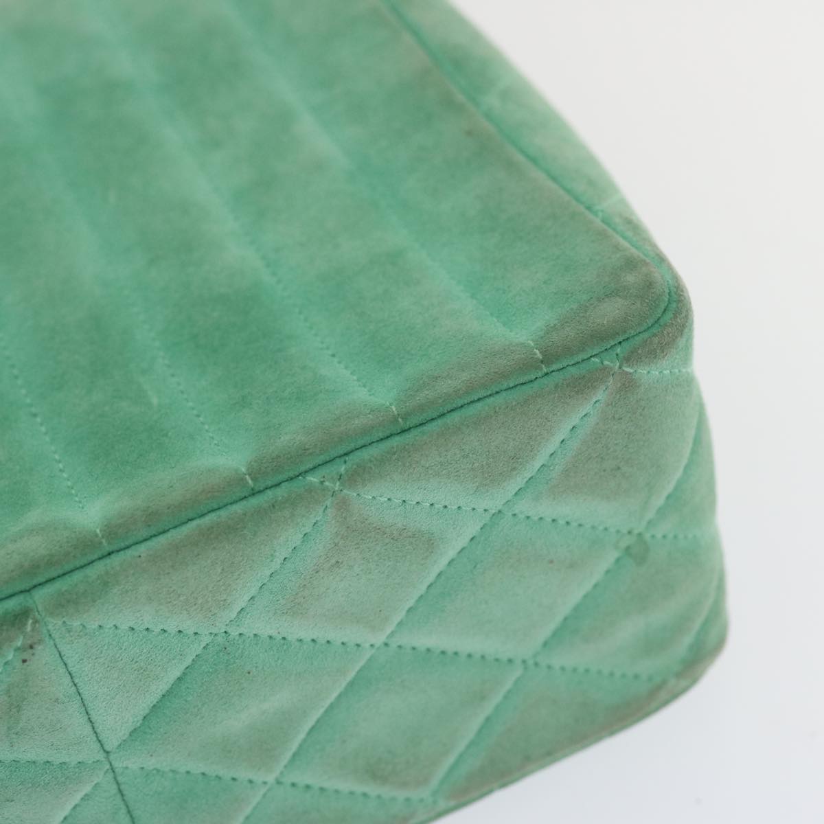 CHANEL Hand Bag Suede Green CC 68731A
