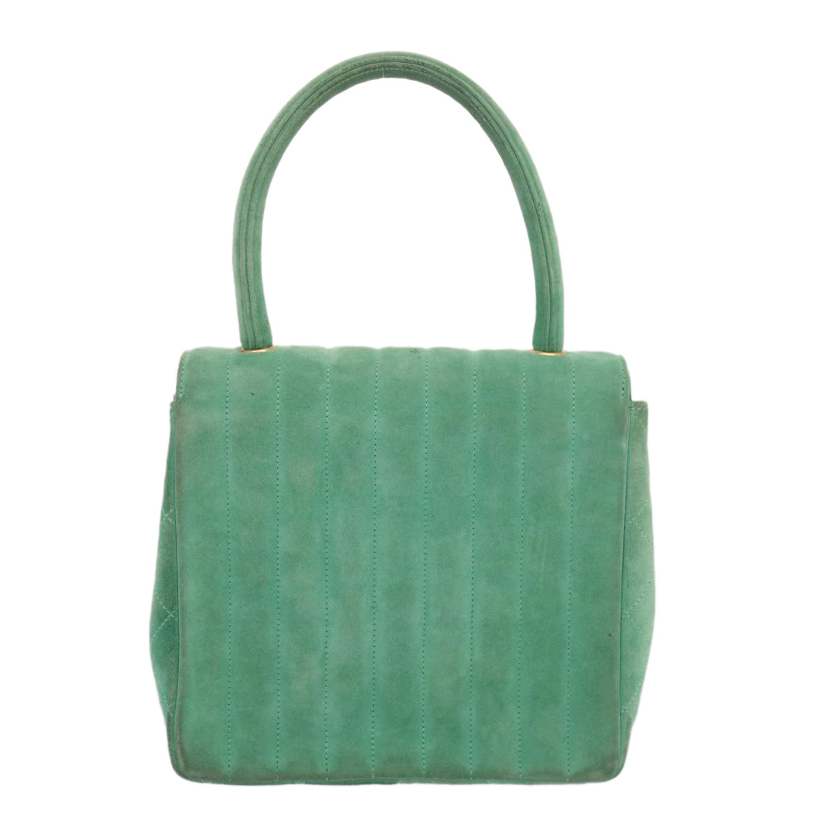 CHANEL Hand Bag Suede Green CC 68731A