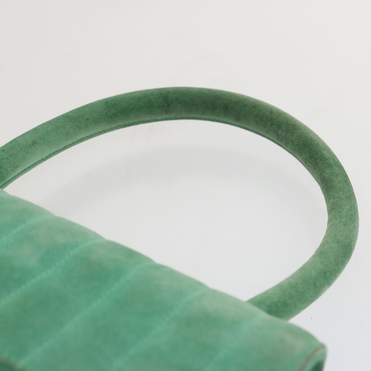 CHANEL Hand Bag Suede Green CC 68731A