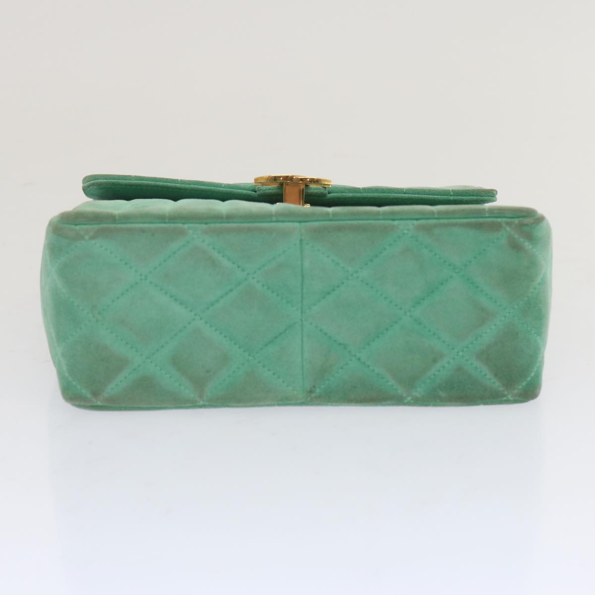 CHANEL Hand Bag Suede Green CC 68731A