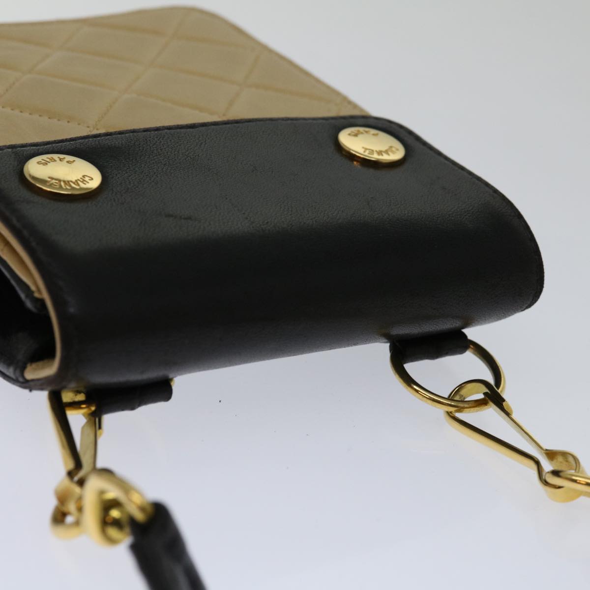 CHANEL Matelasse Hand Bag Leather Beige CC 68905A