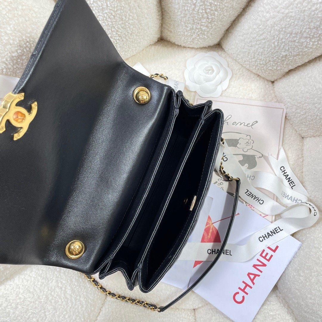 CHLLarge GlamIap Bag Gold Hardware Black For Women Handbags, Shoulder Bags 9.1in/23cm AS3367