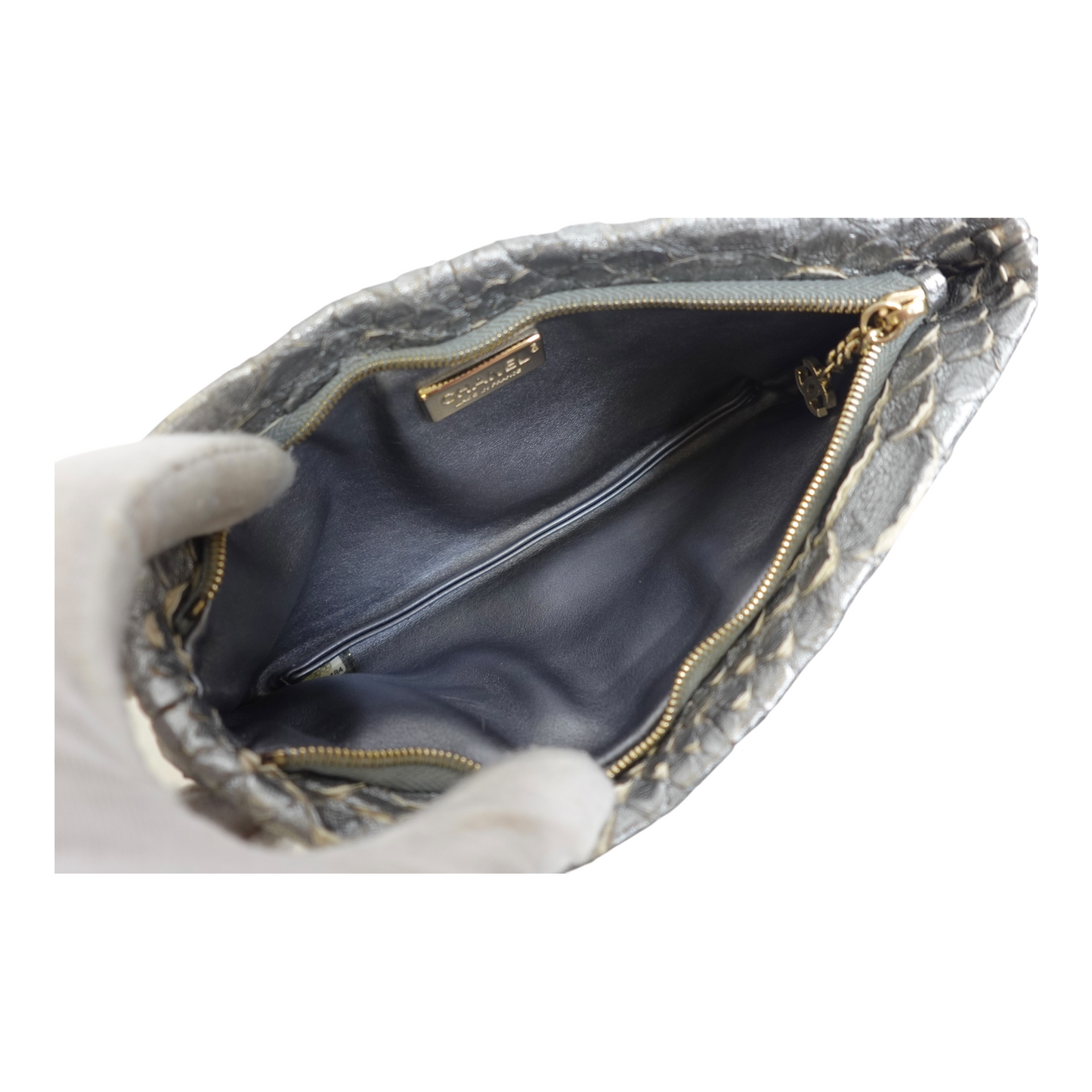 Chanel Metallic Python Crystal Paris Bombay Clutch