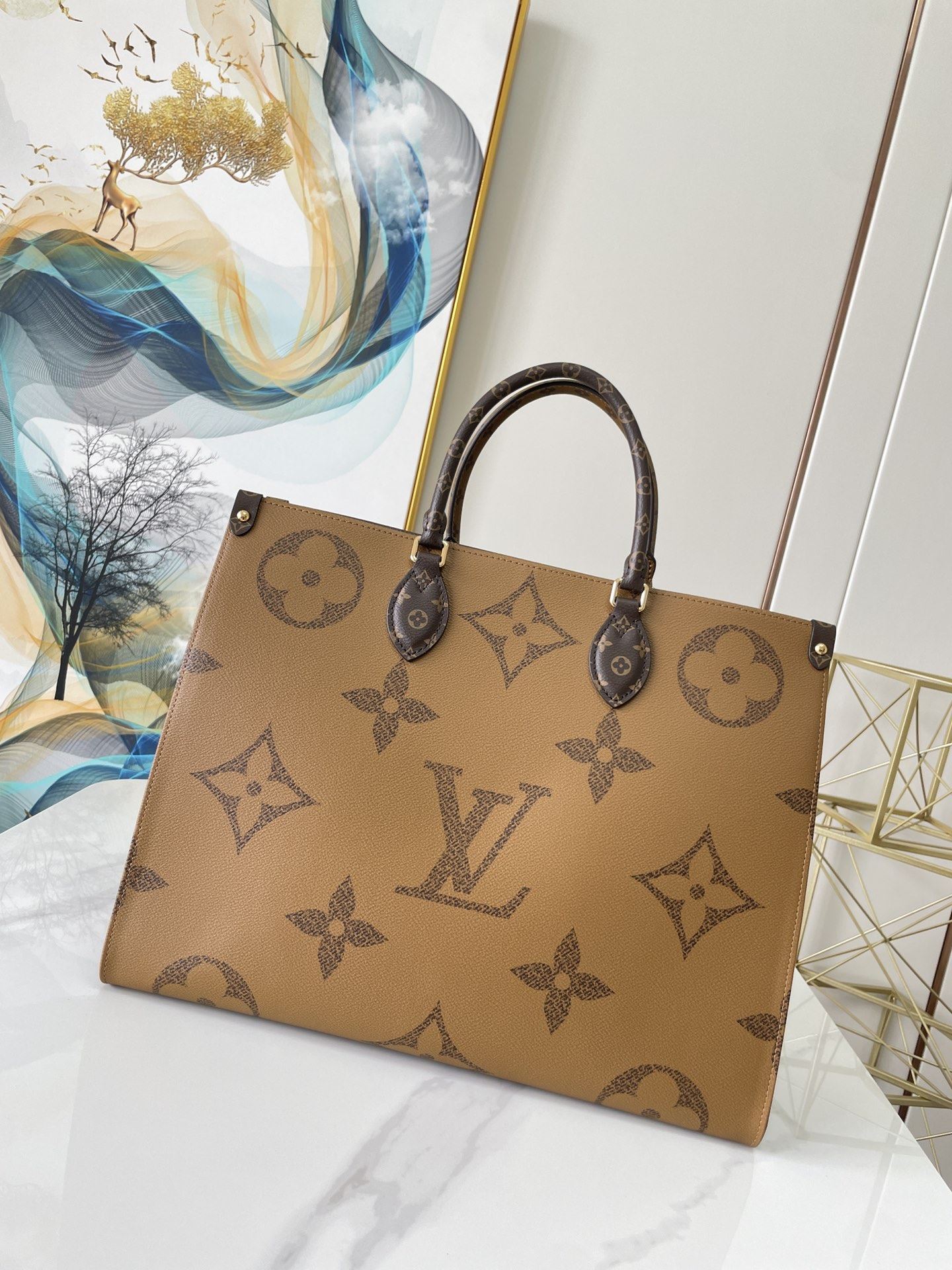 LV OnTheGo GM Tote Bag Monogram And Monogram Reverse Canvas For Women, WomenÃ¢â‚¬â„¢s Handbags 16.1in/41cm LV M44576