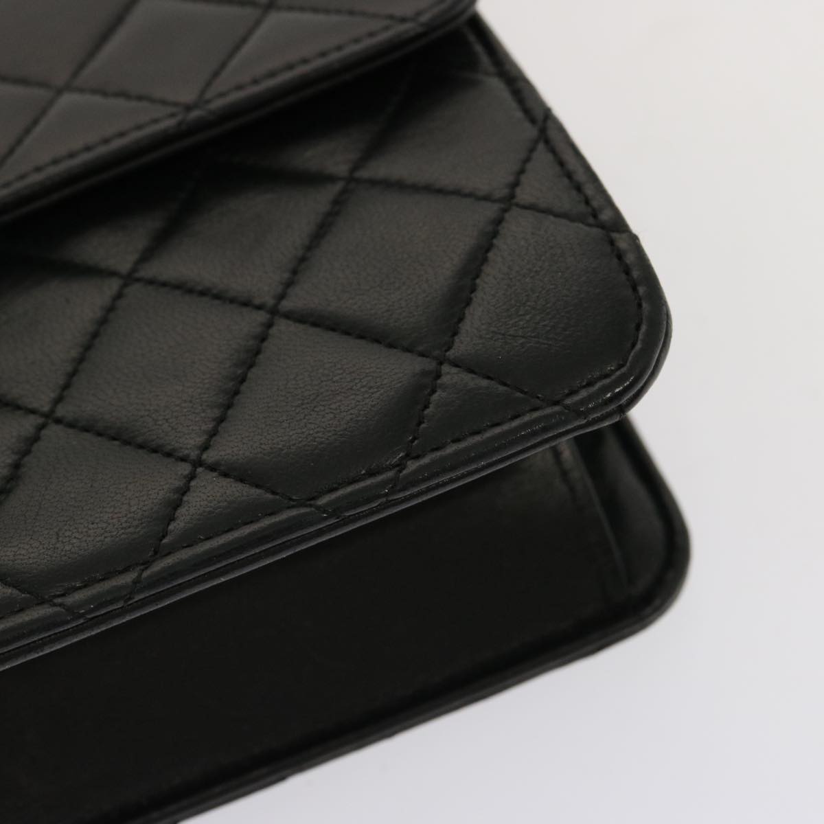 CHANEL Matelasse Chain Shoulder Bag Lamb Skin Black CC 69977A