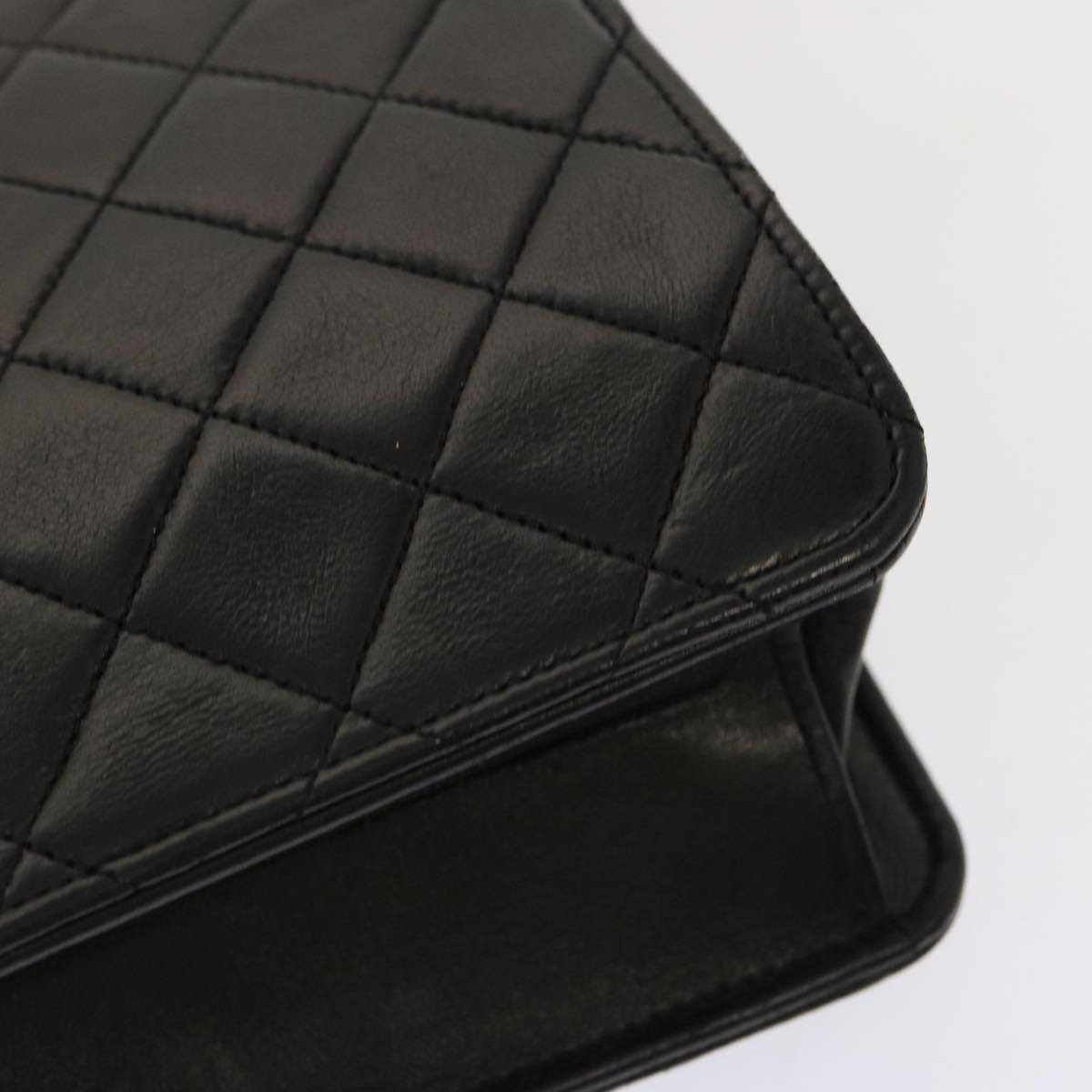 CHANEL Matelasse Chain Shoulder Bag Lamb Skin Black CC 69977A