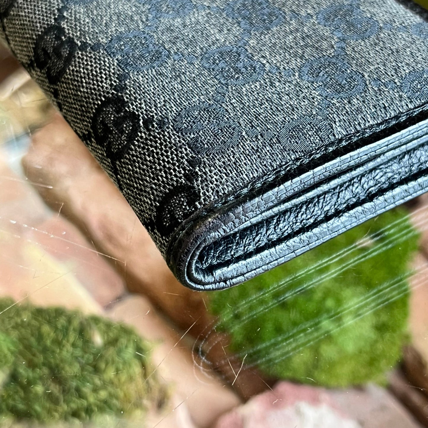 GUCCI GG Monogram Denim Zip Around Wallet