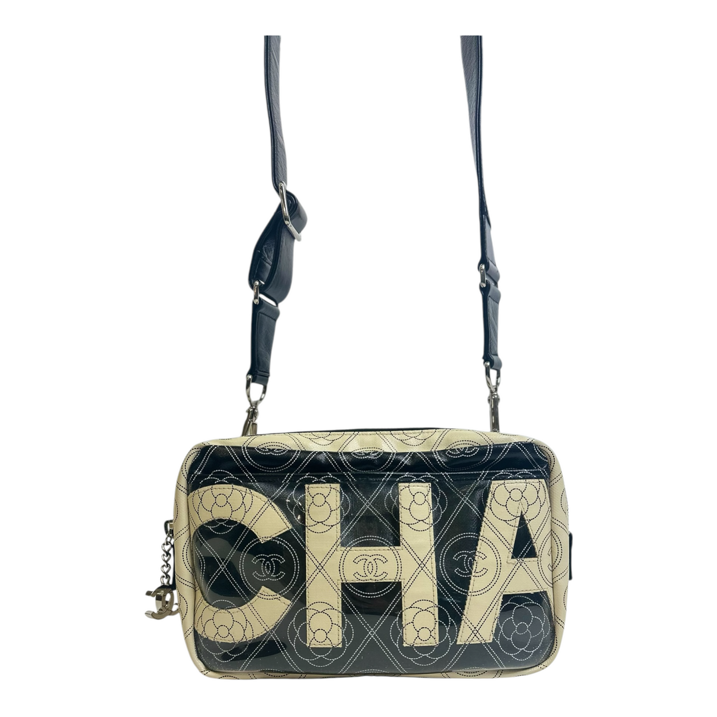 Chanel Coated Canvas Calfskin Camellia Printed Camera Case