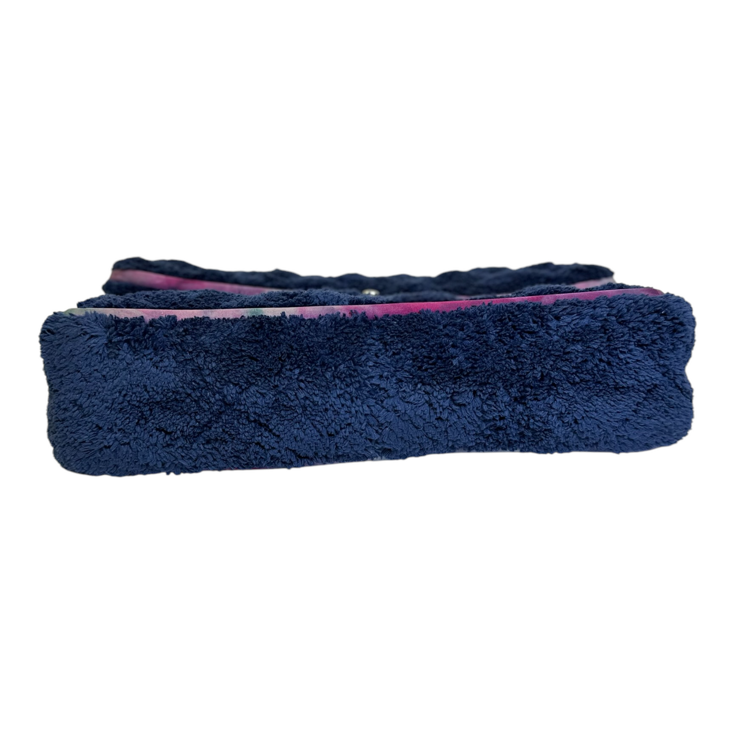 Chanel Terry Cloth Quilted Large Flap Bag Navy Blue