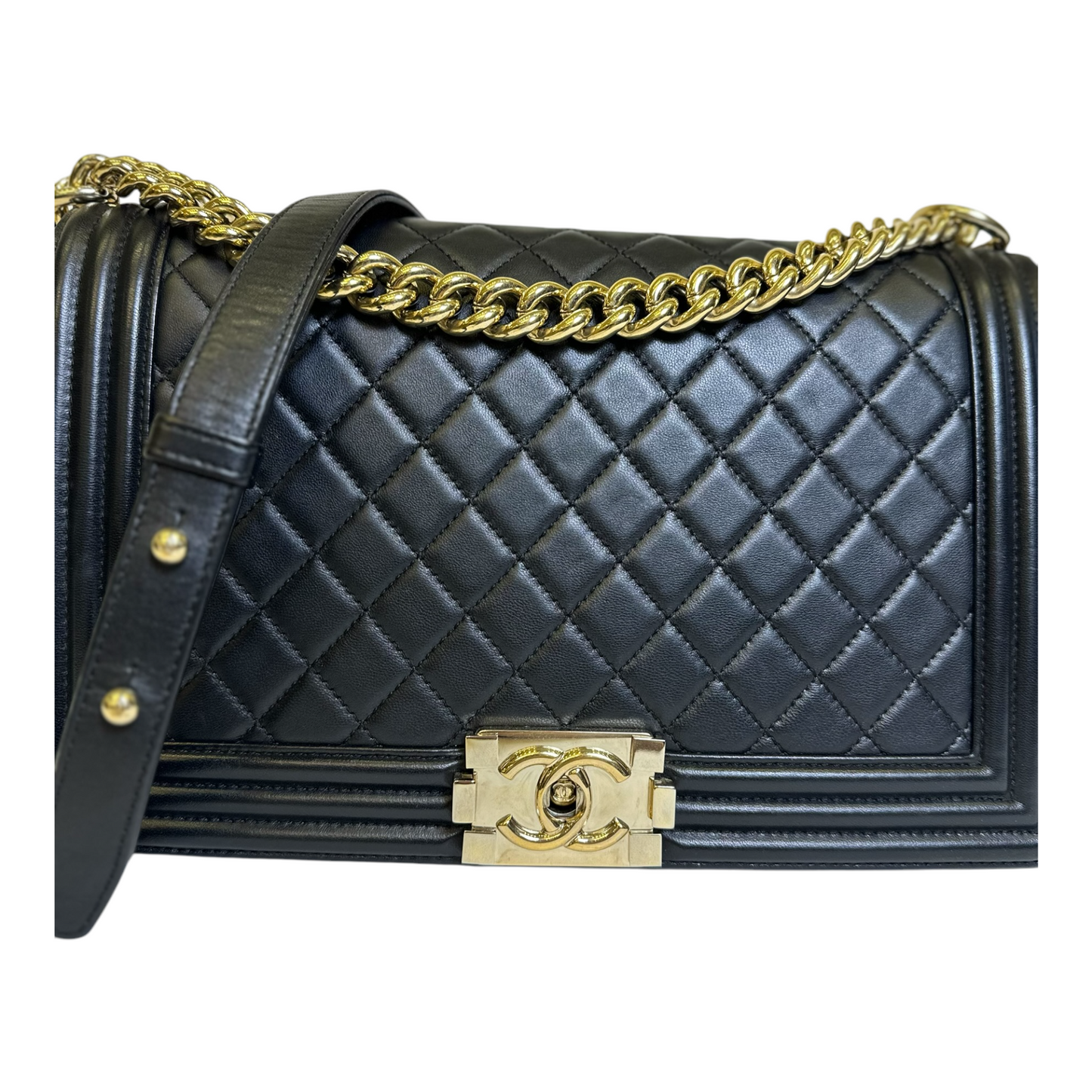 Chanel Lambskin Quilted Medium Boy Flap Black