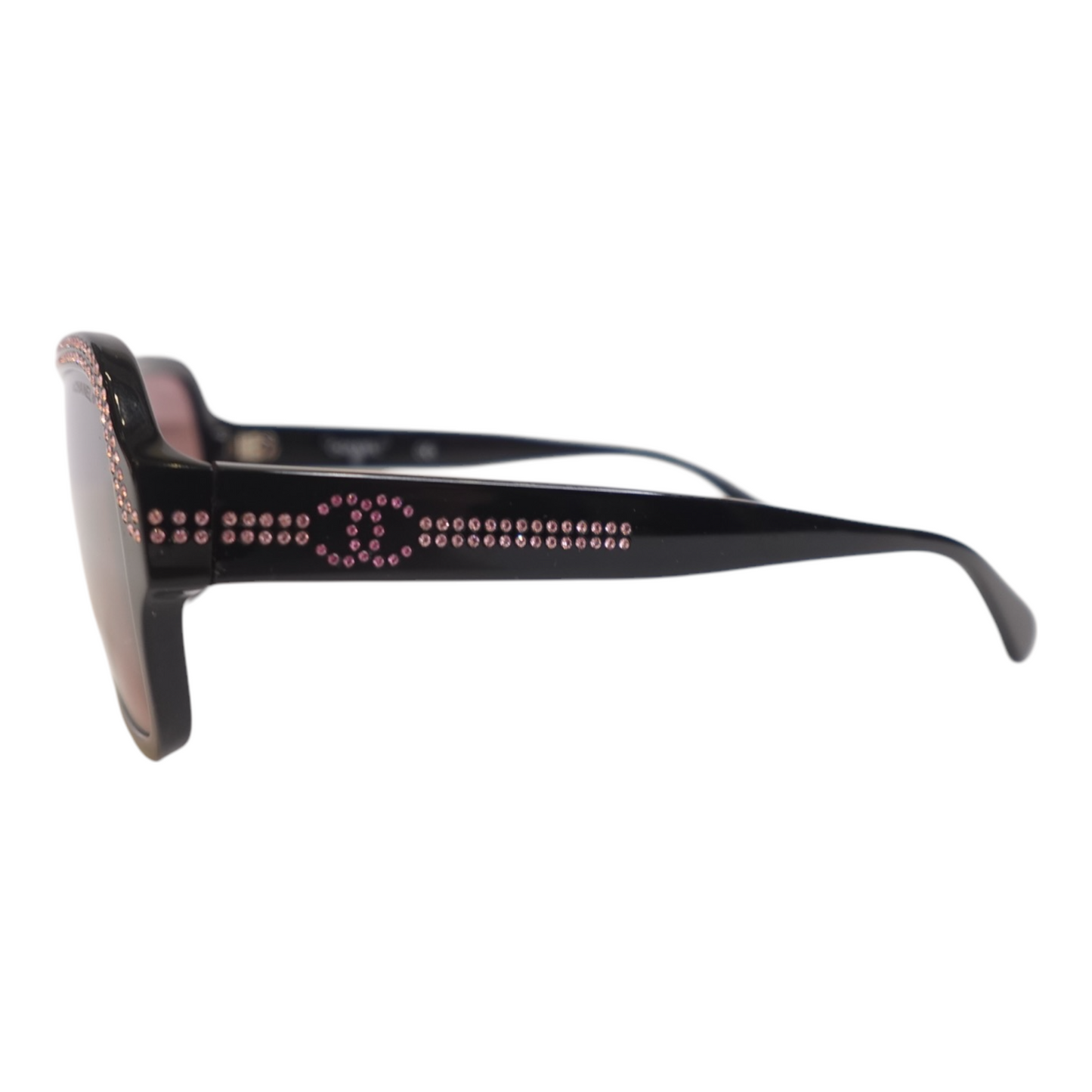 Chanel Pink Rhinestone Aviator Sunglasses