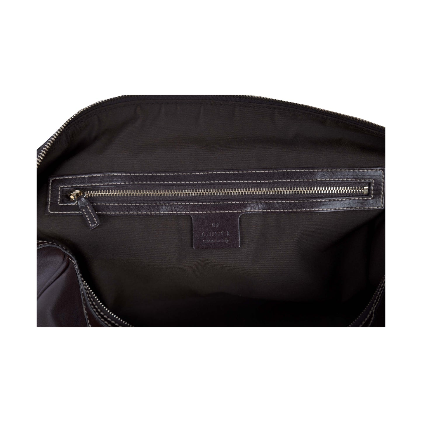 GLM-- Dark Brown Leather GG Britt Boston Bag - '10s