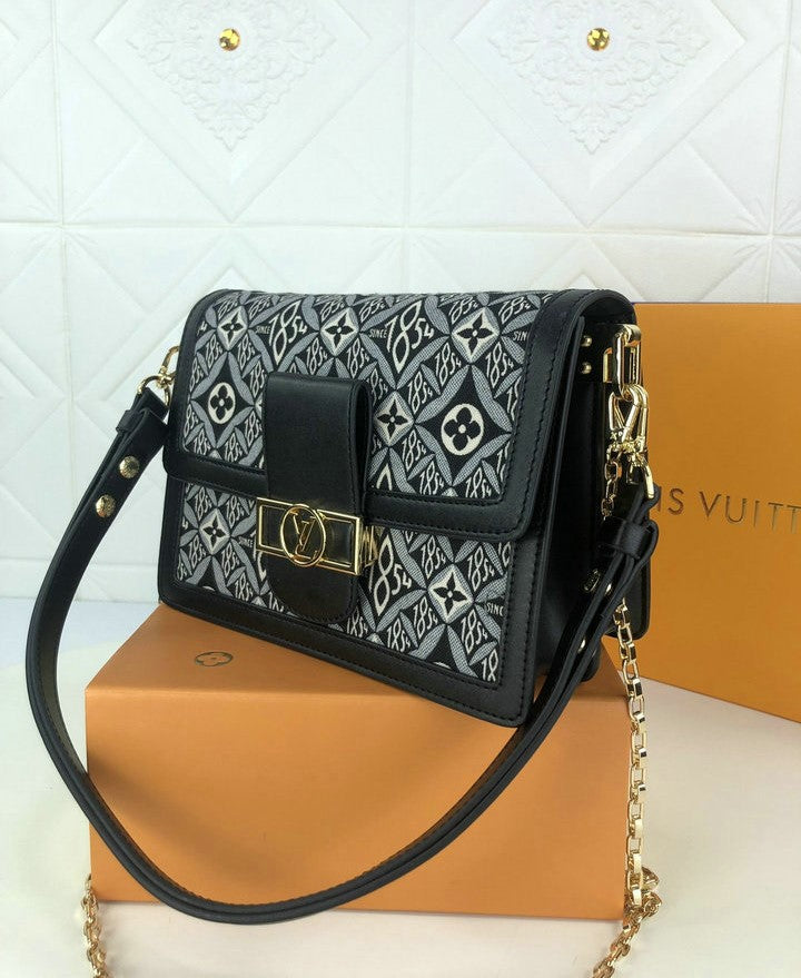 LV Dauphine MM Monogram GlamIowers Gray For Women,  Shoulder And Crossbody Bags 9.8in/25cm LV M57211