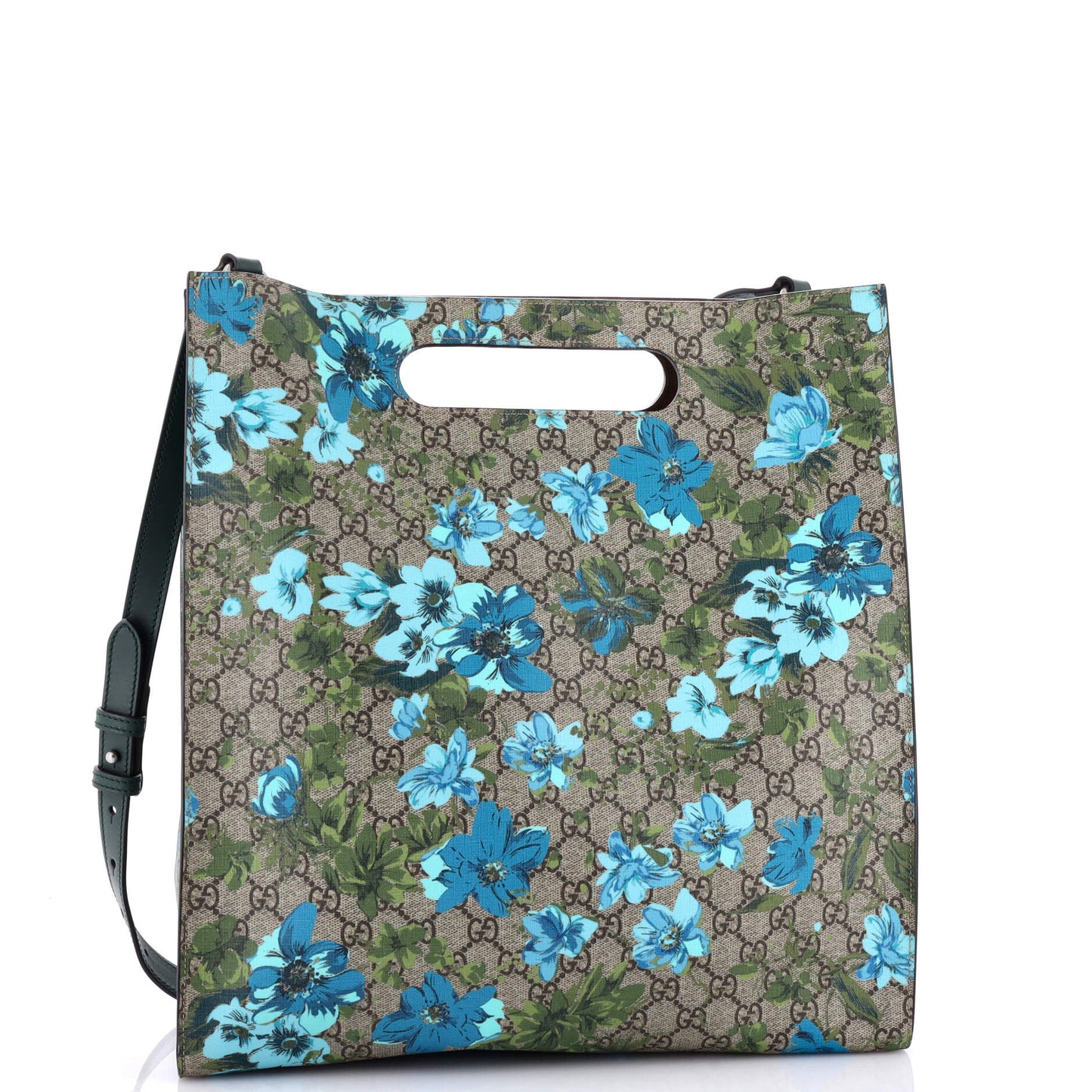 Cut Out Handle Convertible Tote Blooms Print GG Coated Canvas and Leather