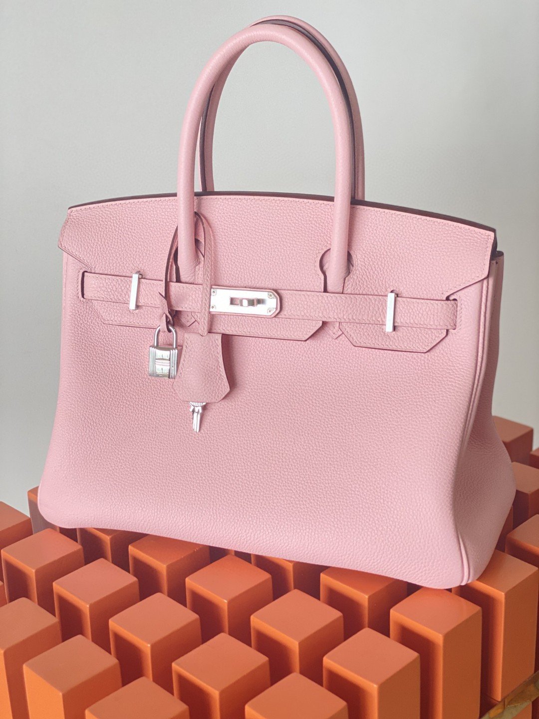 GLAMI Birkin Nata Swift Pink For Women Silver Toned Hardware 11.8in/30cm
