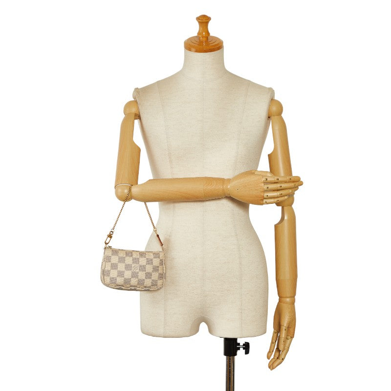 Louis Vuitton Damier Azur Mini Pochette Accessories Accessory Pochette N58010 White PVC Leather  Louis Vuitton