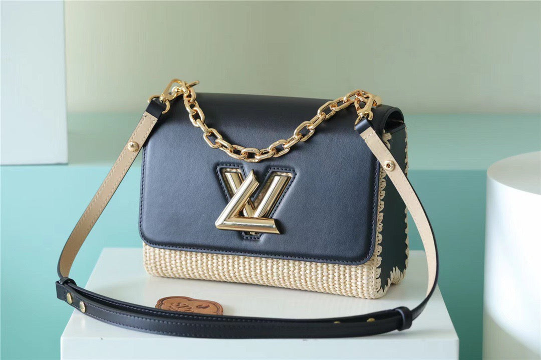 LV Twist MM Raffia Black For Women,  Shoulder And Crossbody Bags 9.1in/23cm LVÃ‚Â 