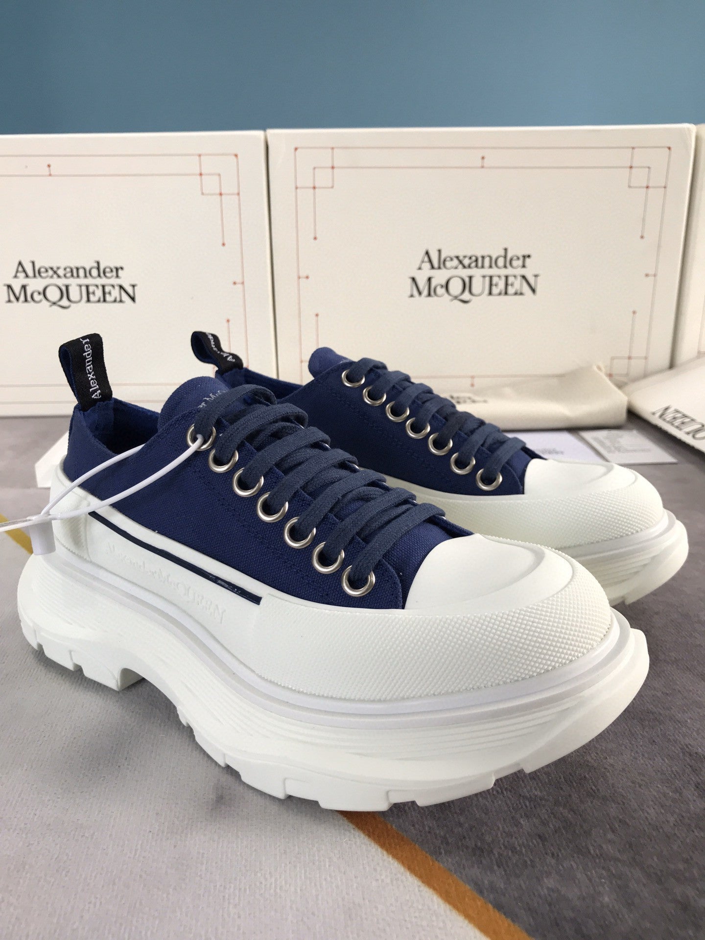 Alexander McQueen Tread Slick LaGLAMI Up Cotton Blue For Men