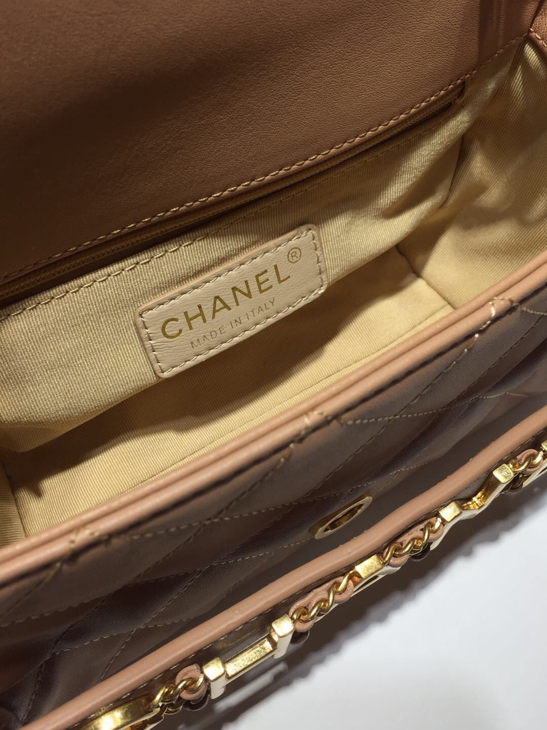 CHLFront Logo Small GlamIap Bag Gold Hardware Apricot For Women Handbags, Shoulder Bags 8.2in/21cm AS1490