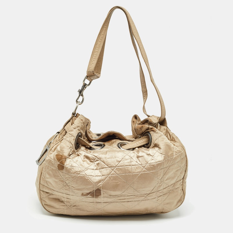 Dior  Cannage Nylon And Leather Drawstring Bag