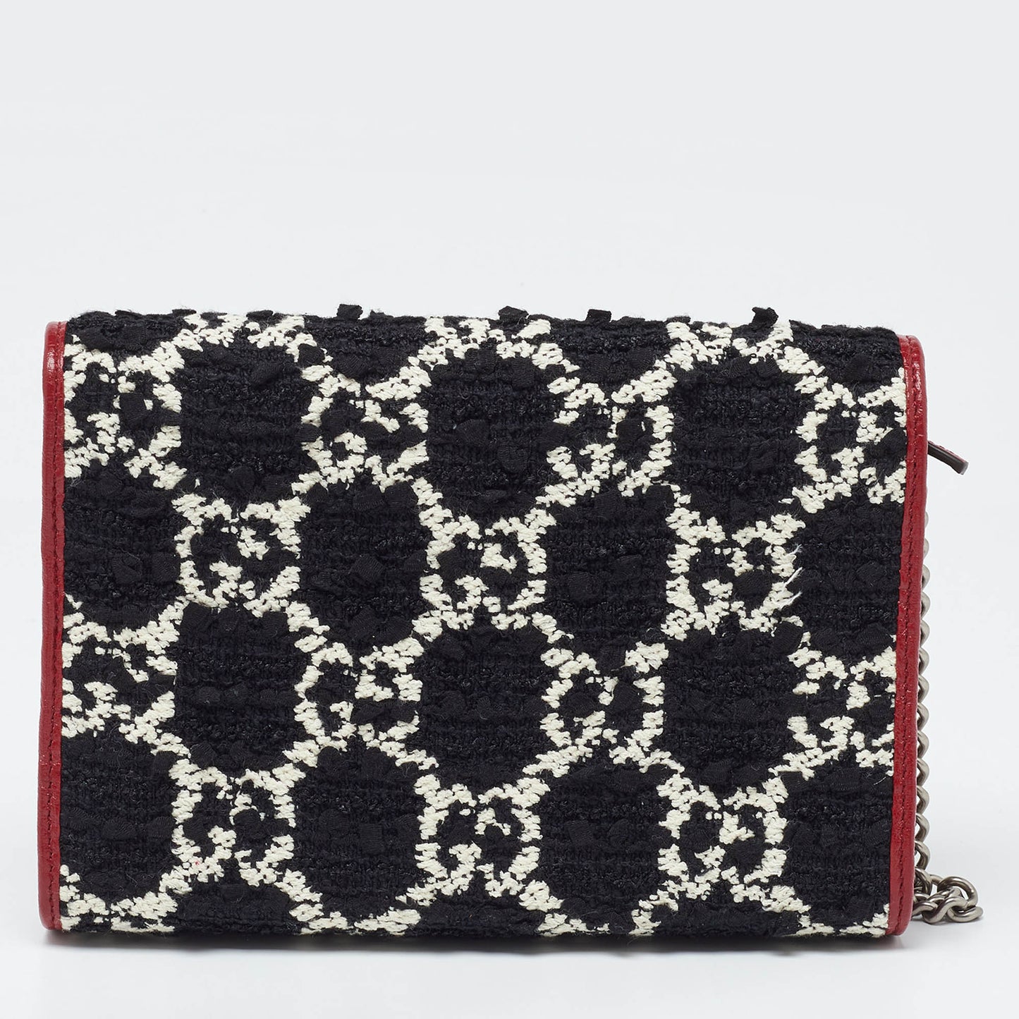 Gucci Tri Color Gg Tweed And Leather Dionysus Wallet On Chain