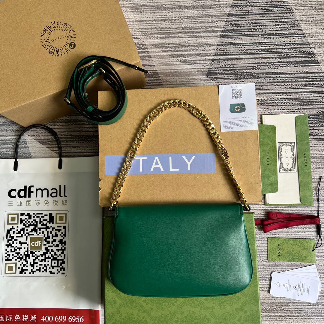 gg Blondie Shoulder Bag Green For Women, Women’s Bags 11in/28cm gg‎